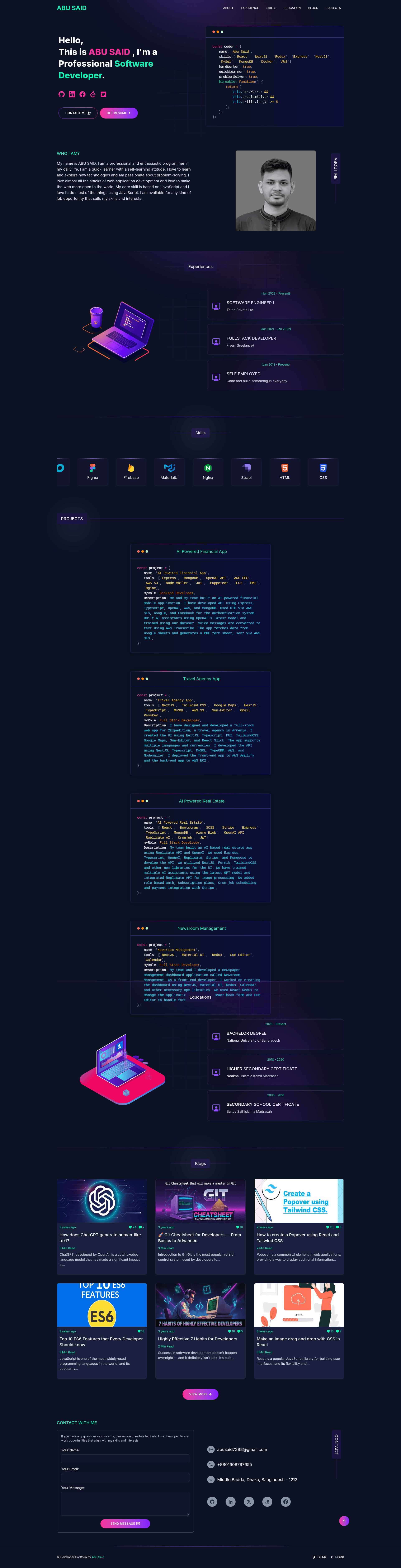 screenshot of Developer Portfolio on template0.com