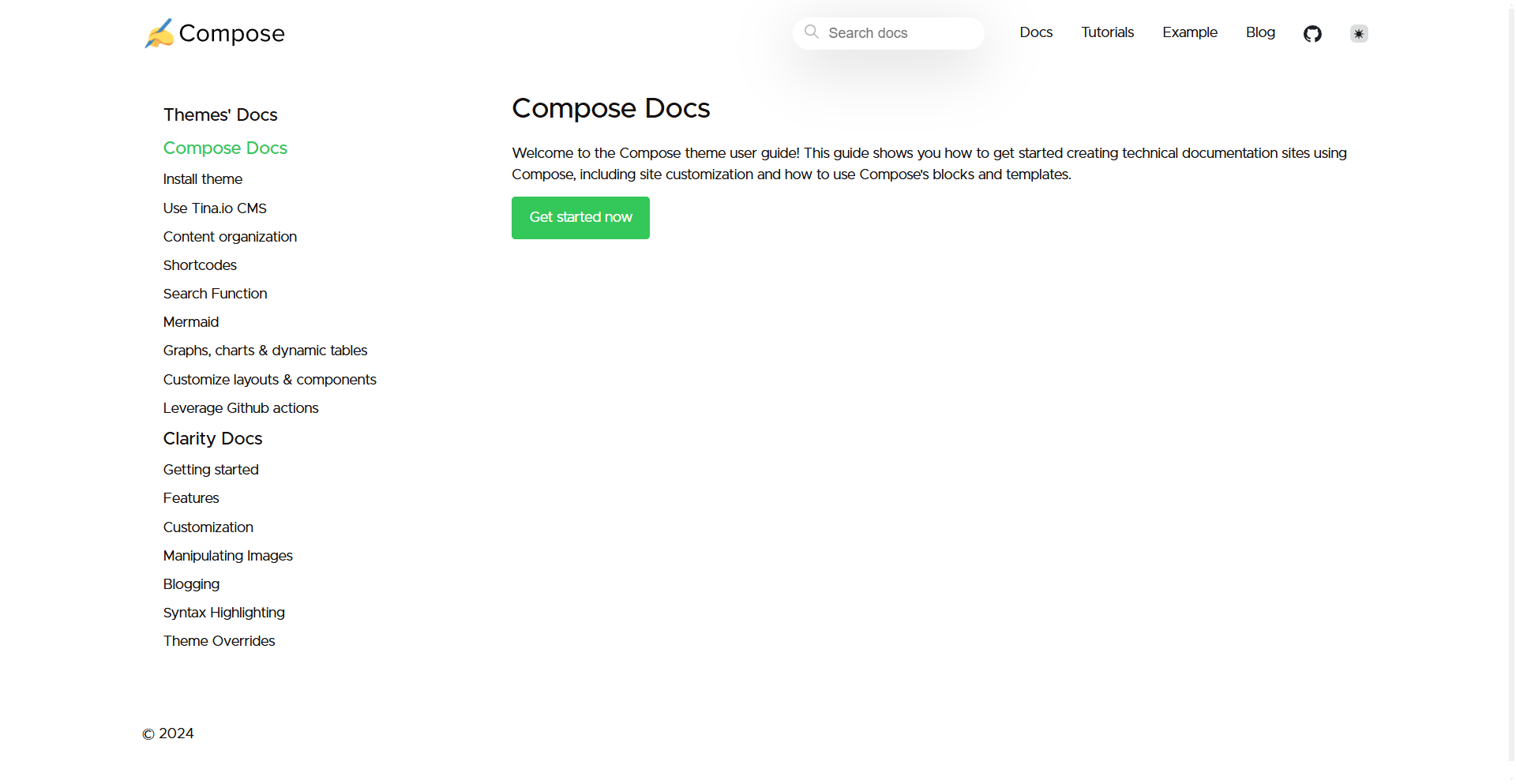 Image for Compose(documentation hugo template) on template0.com