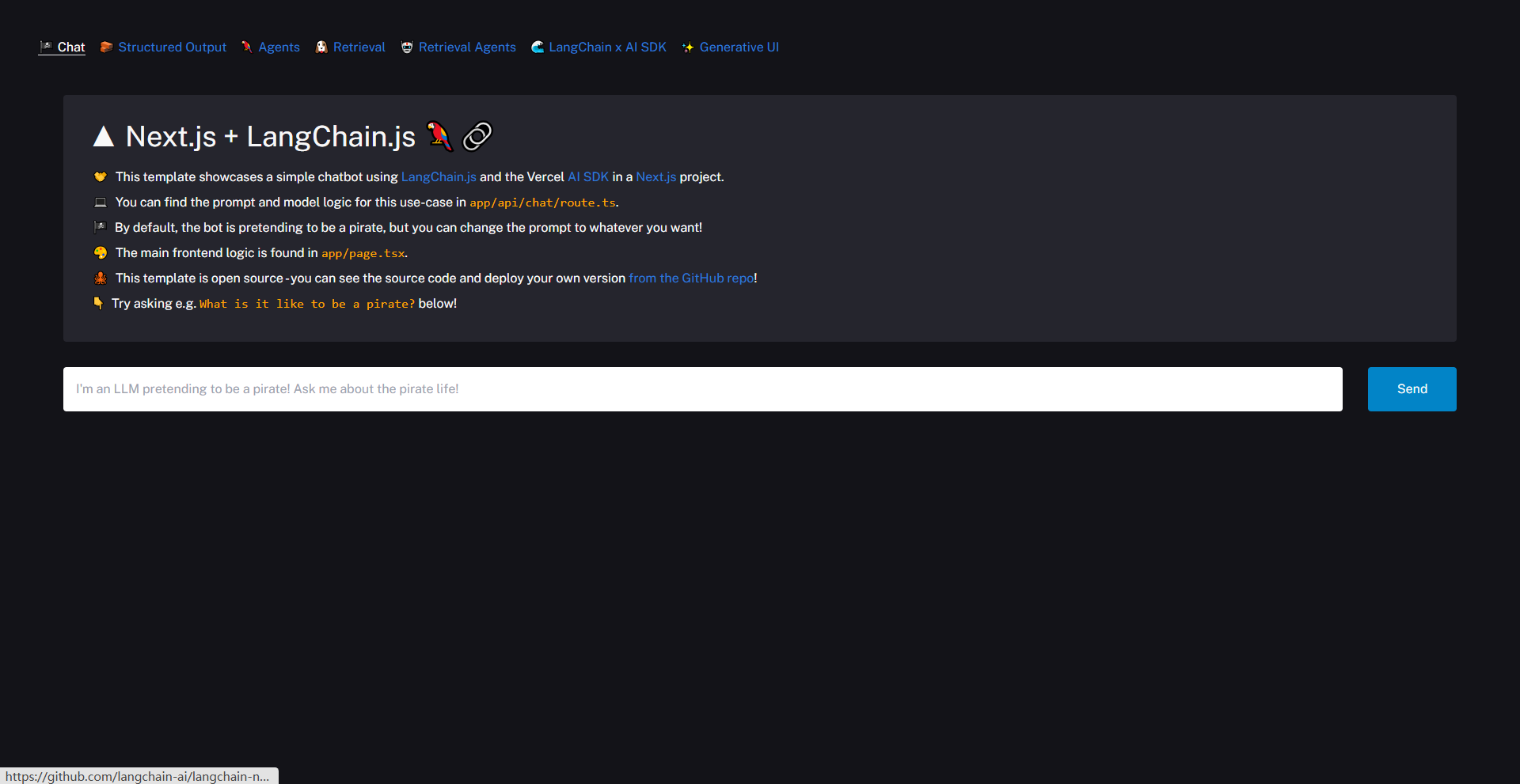 LangChain + Next.js Starter preview