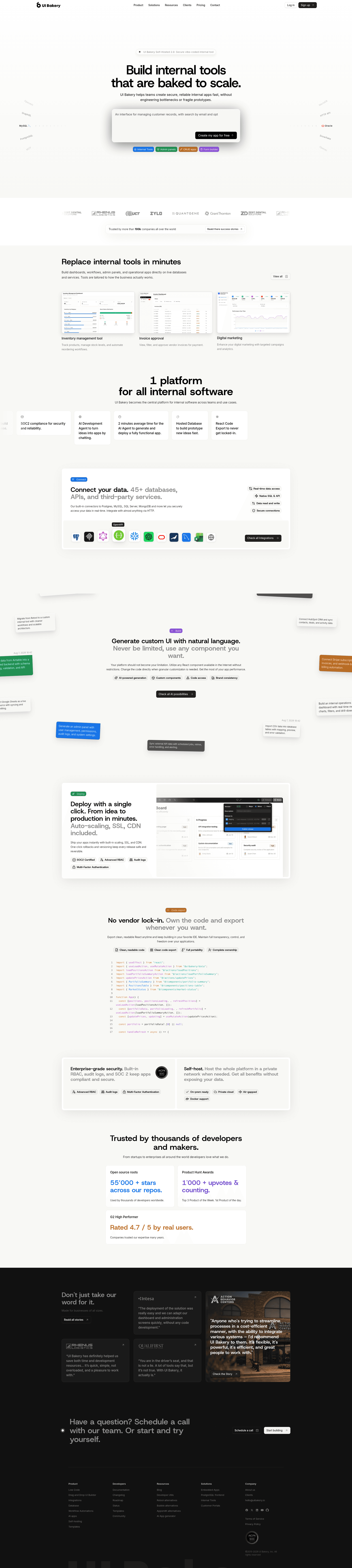 screenshot of UI Bakery on template0.com