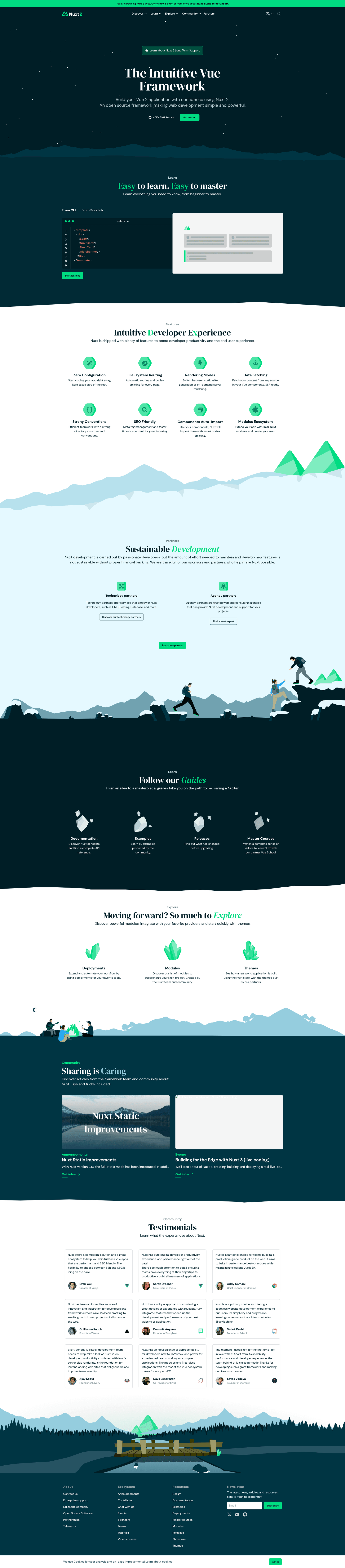 screenshot of Nuxt 2 Documentation Website on template0.com