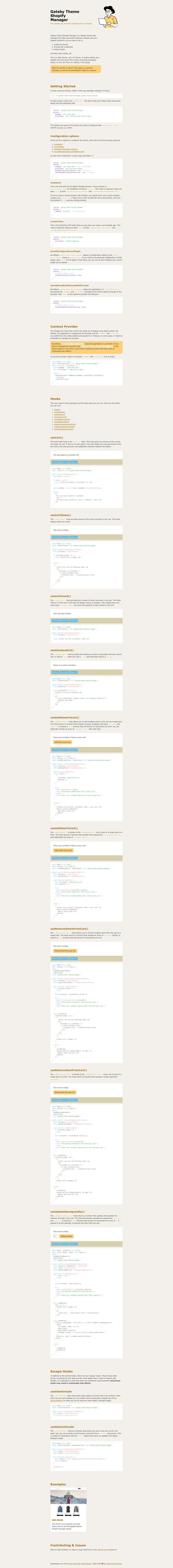 screenshot of Gatsby Theme Shopify Manager on template0.com
