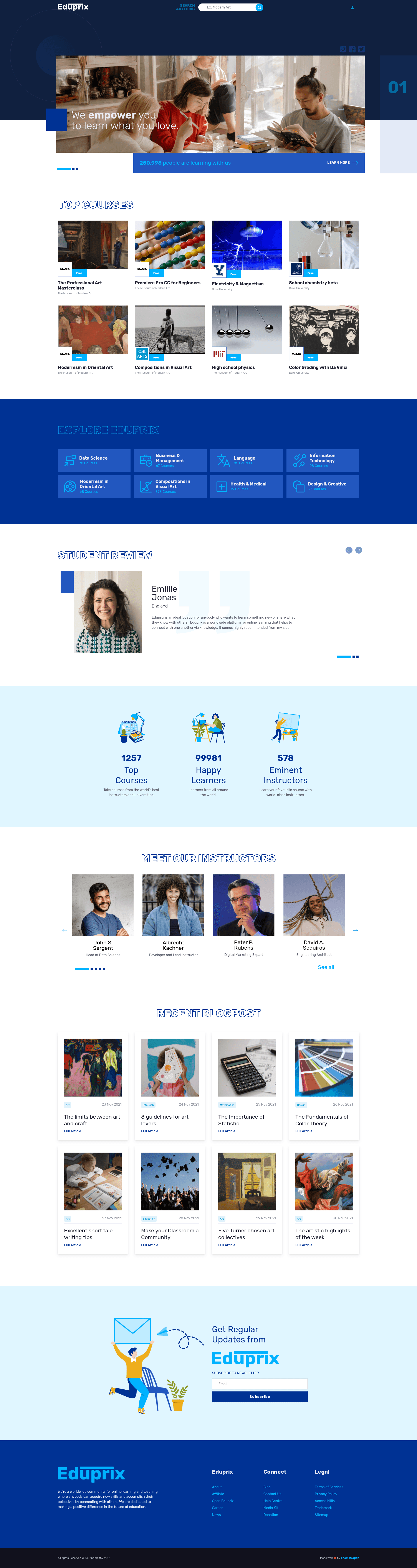 screenshot of Eduprix – Free Bootstrap 5 HTML5 Education Website template on template0.com