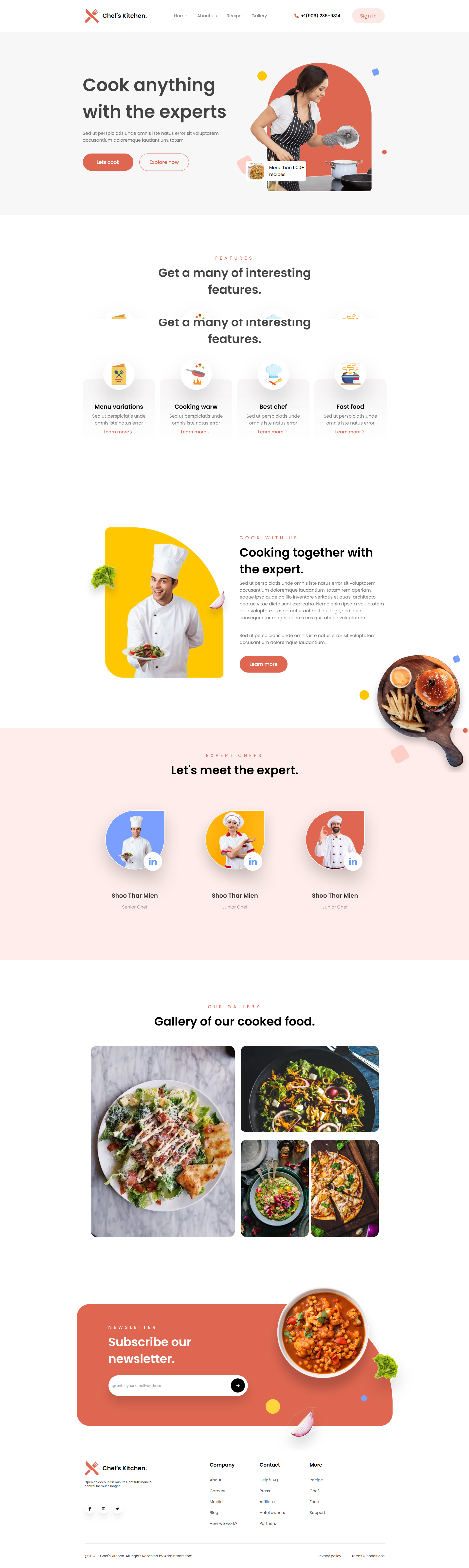 Image for Chef’s Kitchen Free(landing page nextjs template) on template0.com