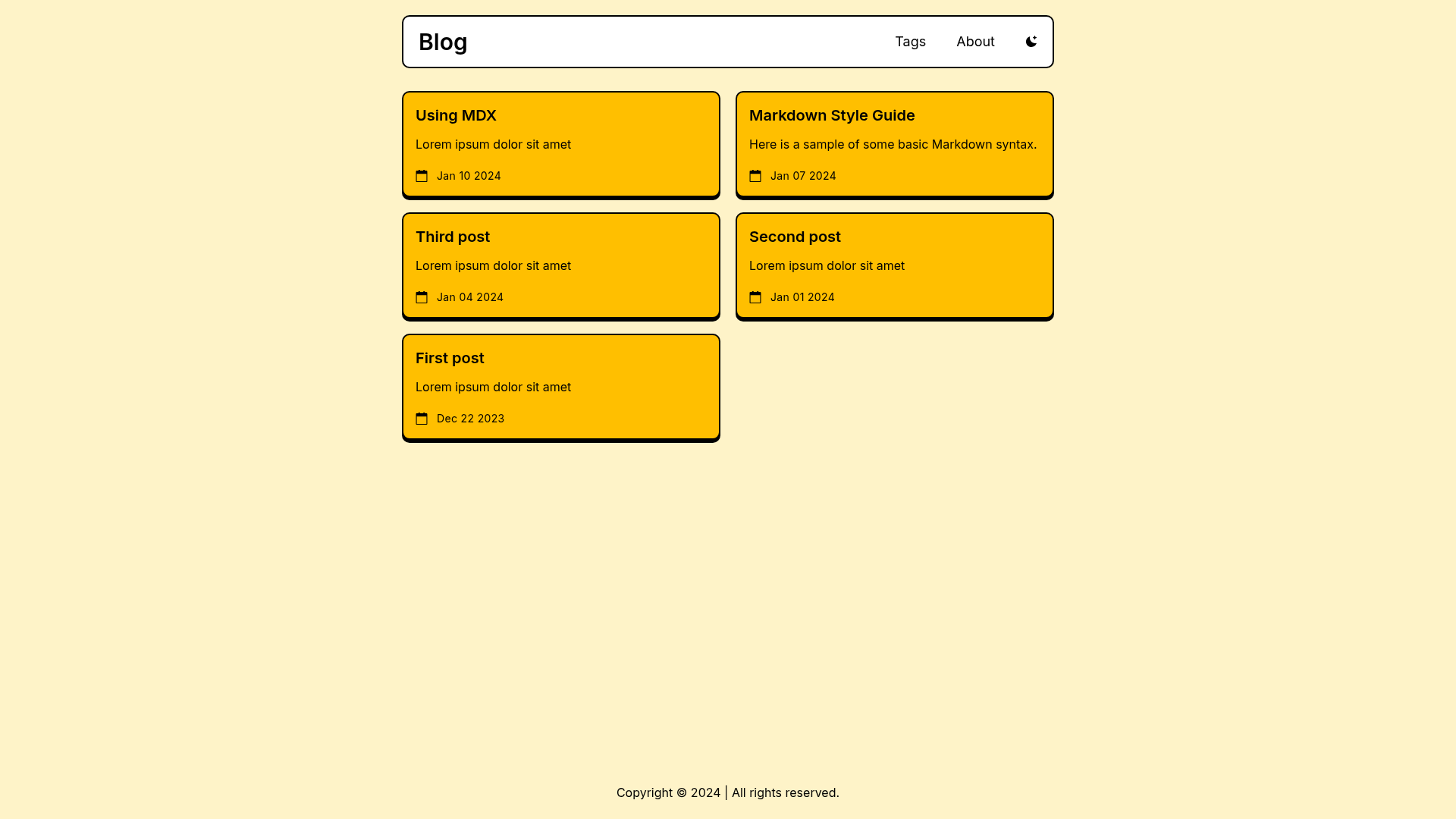 screenshot of Blog on template0.com