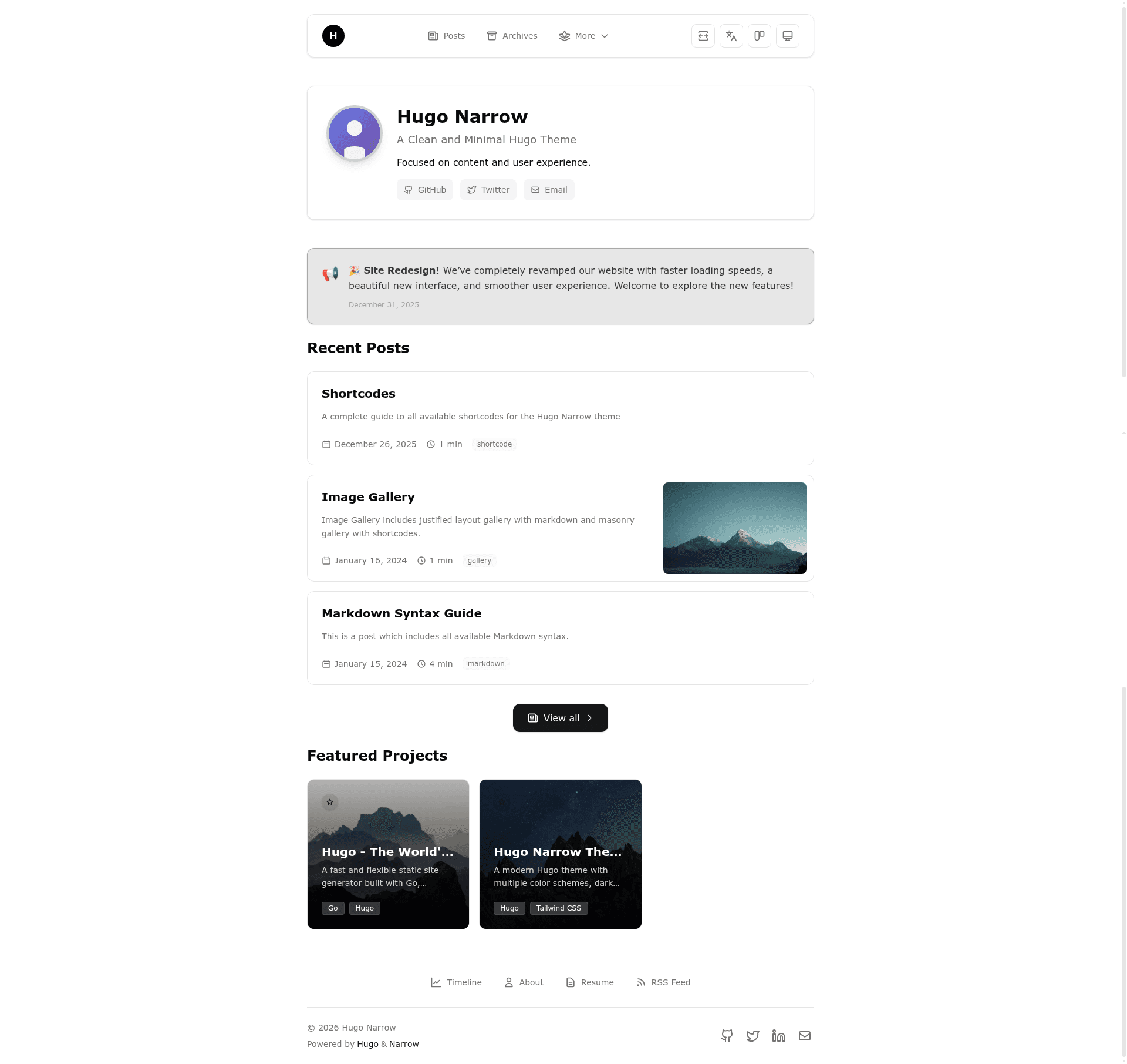 screenshot of Hugo Narrow on template0.com