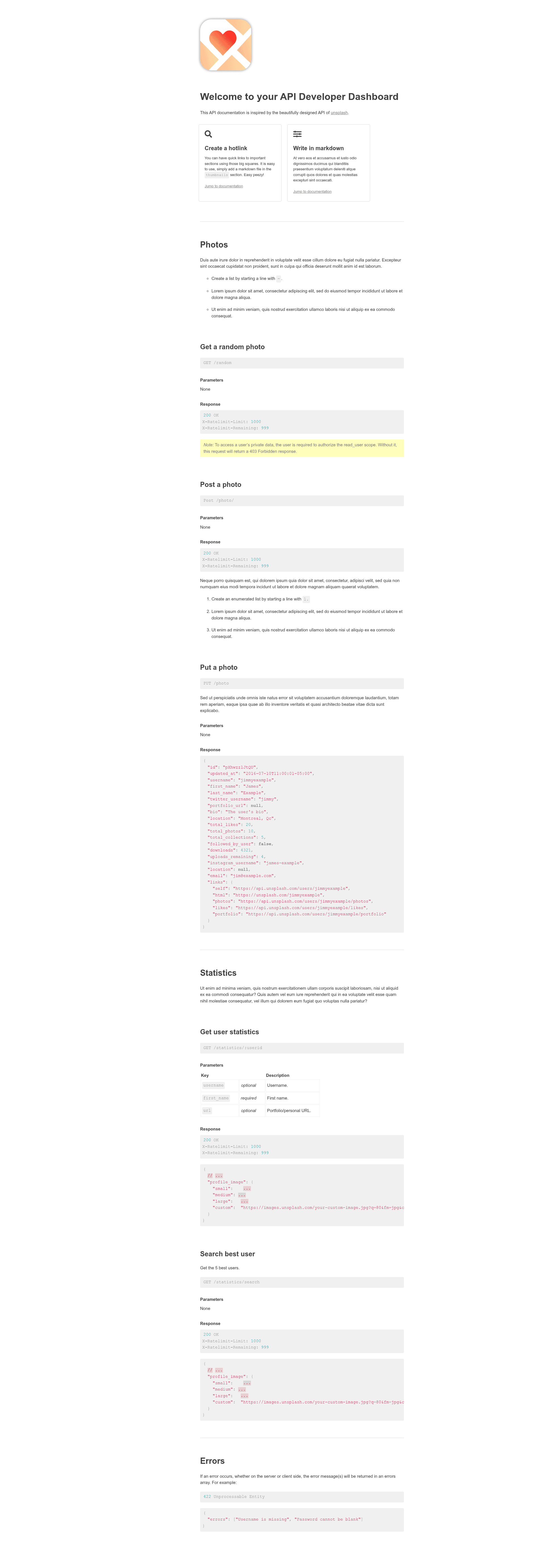 screenshot of Jekyll Flat API on template0.com