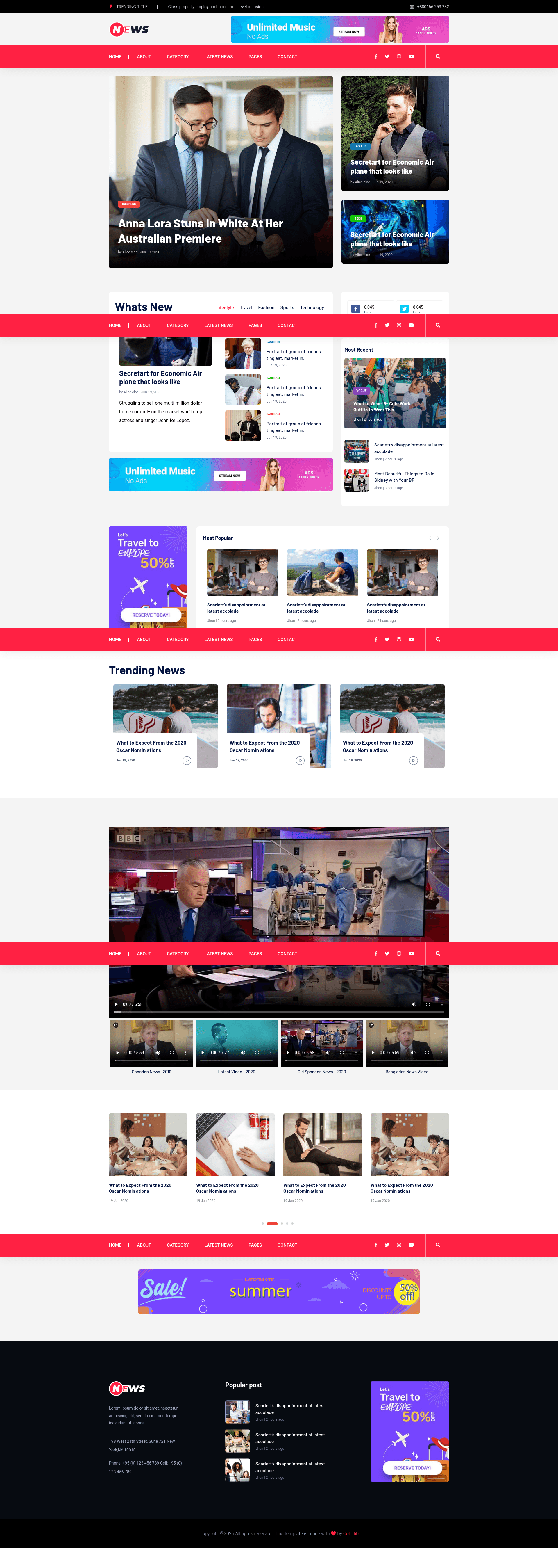 screenshot of News – Free Bootstrap 4 HTML5 News Website Template on template0.com