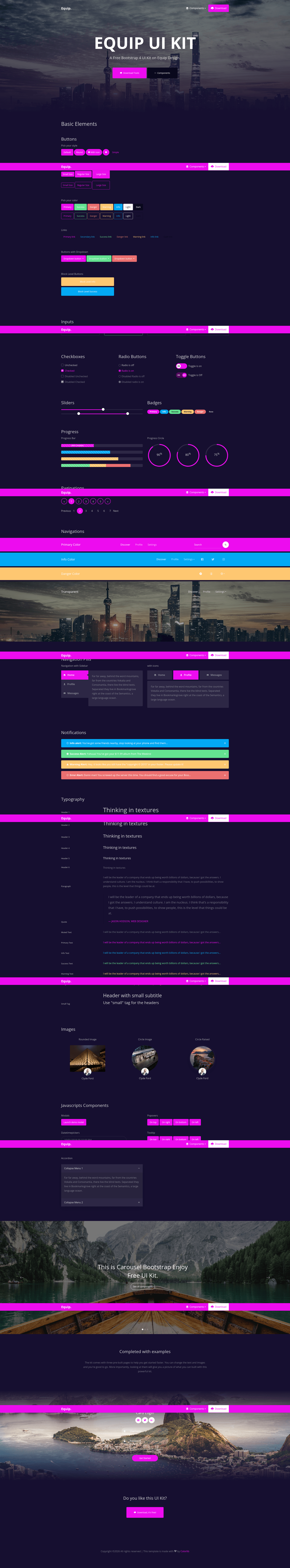 screenshot of Equip – Free Bootstrap 4 HTML5 UI Kit Template on template0.com