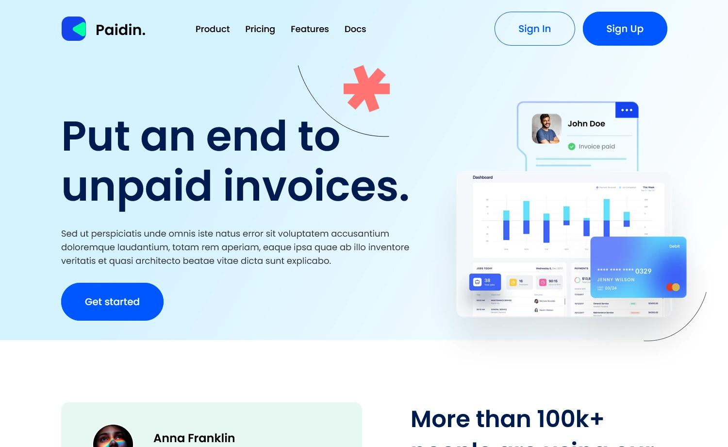 Paidin – Free Tailwind CSS Landing Page Template preview