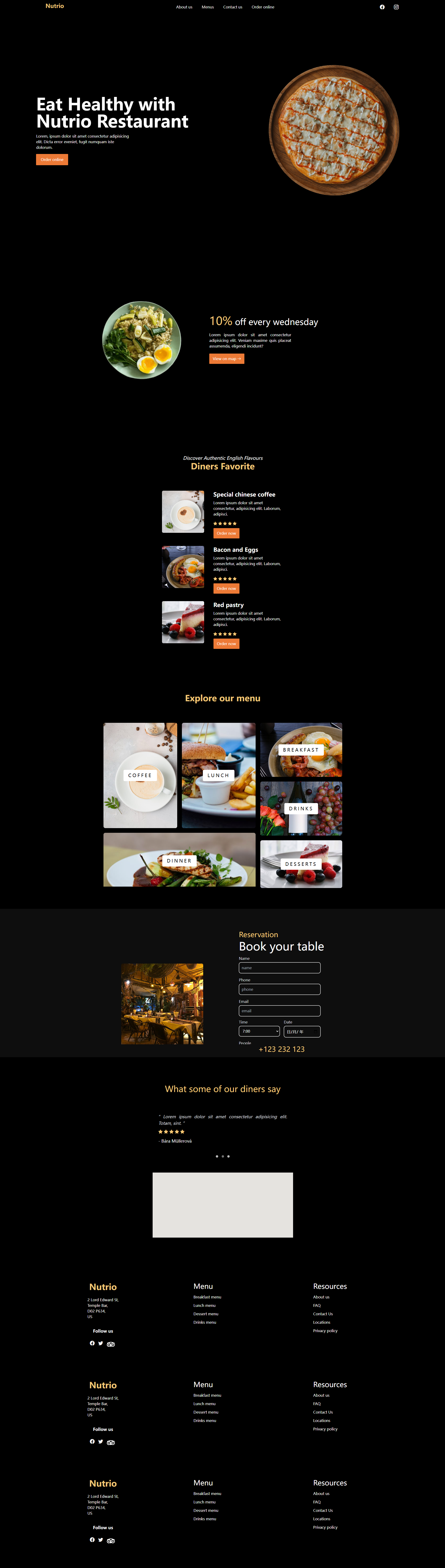 Image for Nutrio restaurant(hospitality tailwind template) on template0.com