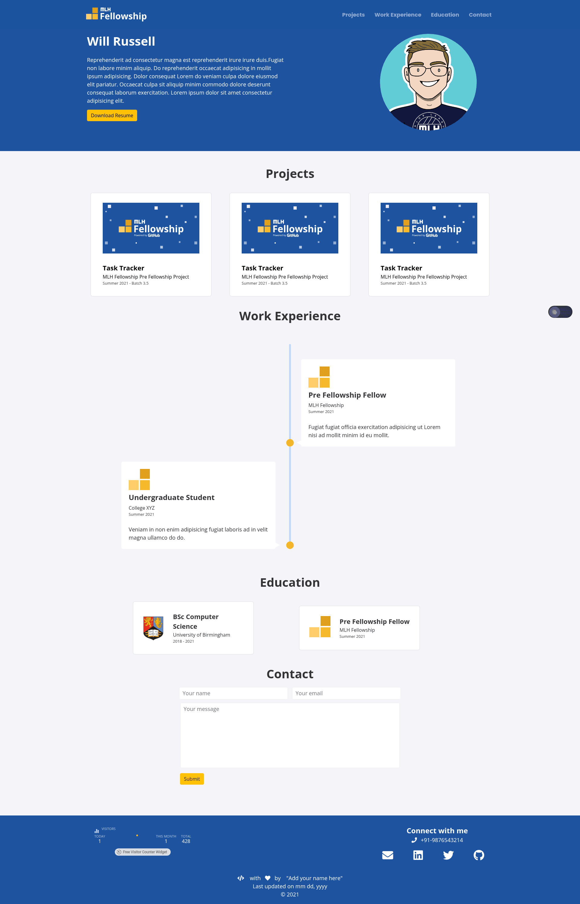 screenshot of Portfolio Template on template0.com
