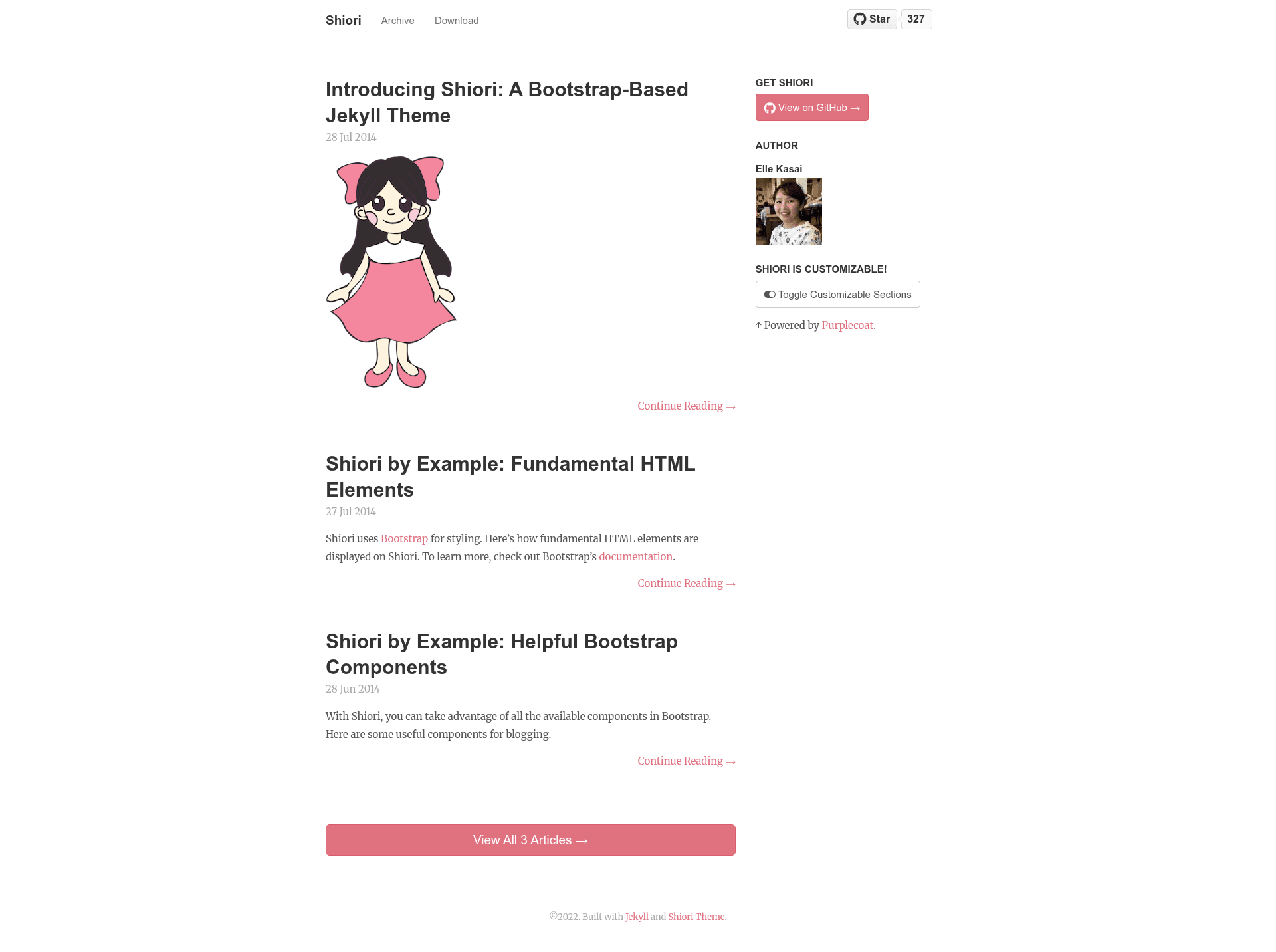 screenshot of Shiori on template0.com