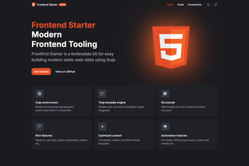 Image for Frontend Starter on template0.com Image for Frontend Starter on template0.com
