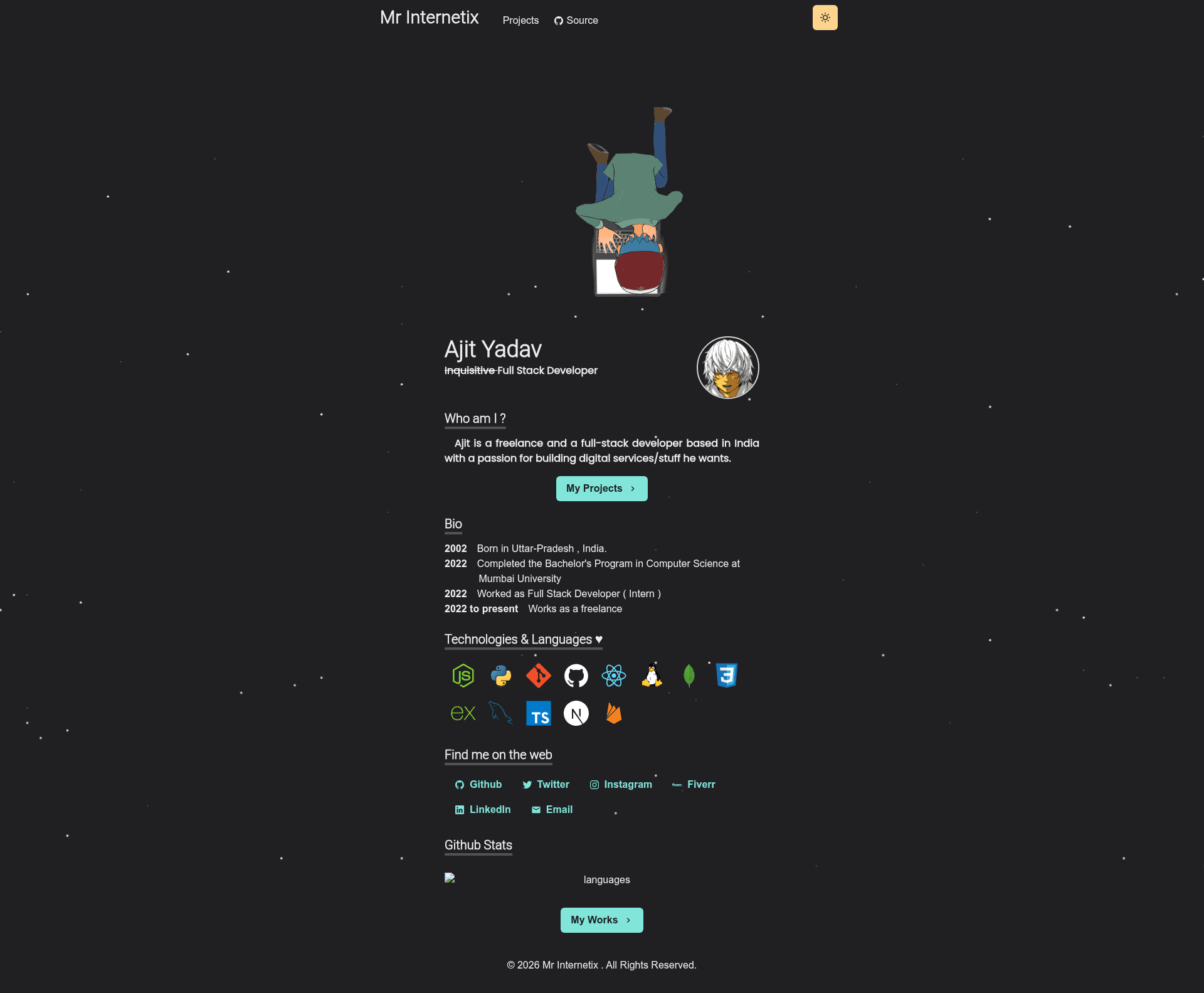 screenshot of Mr Internetix Homepage on template0.com
