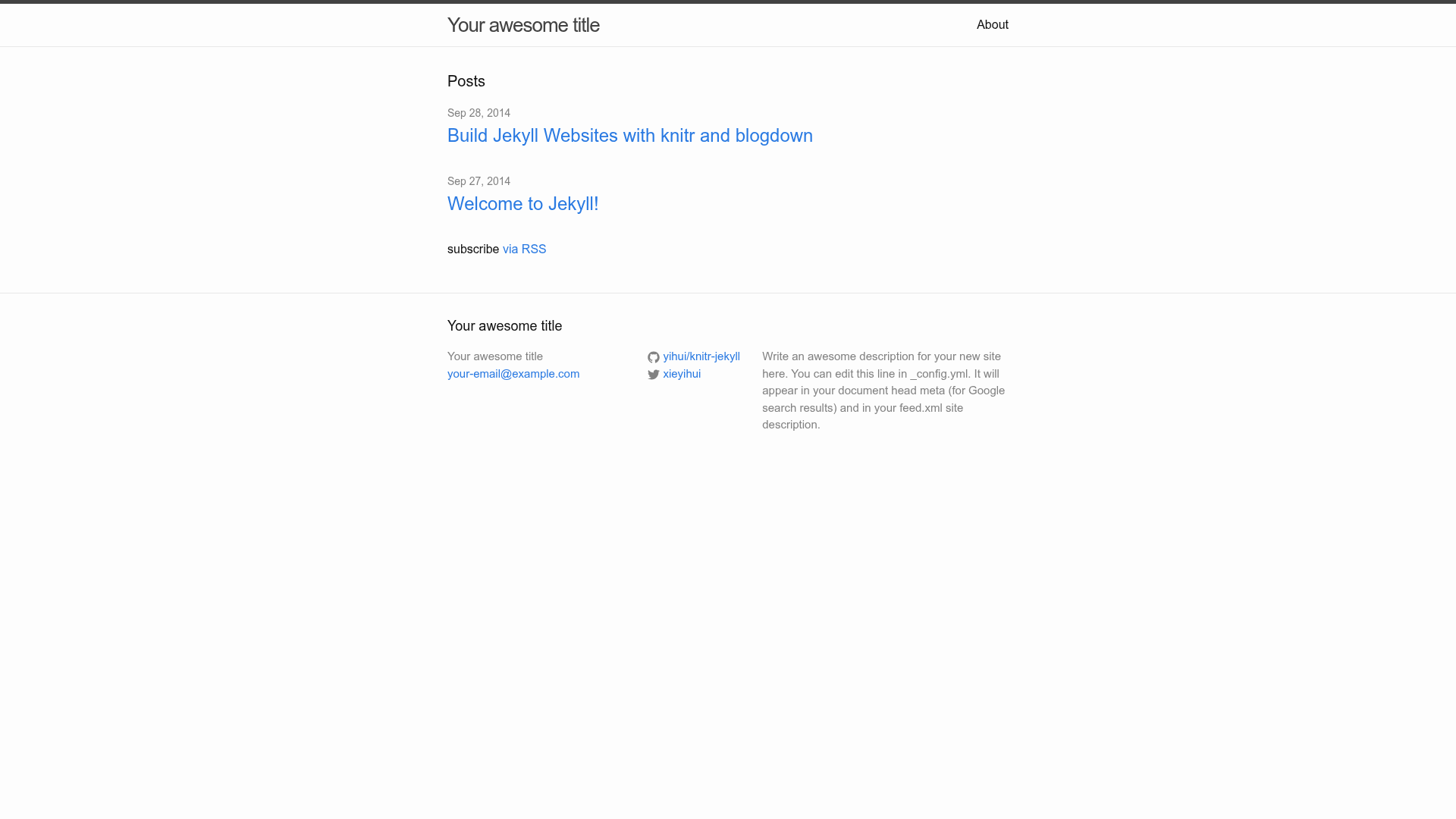 screenshot of Blogdown Jekyll on template0.com