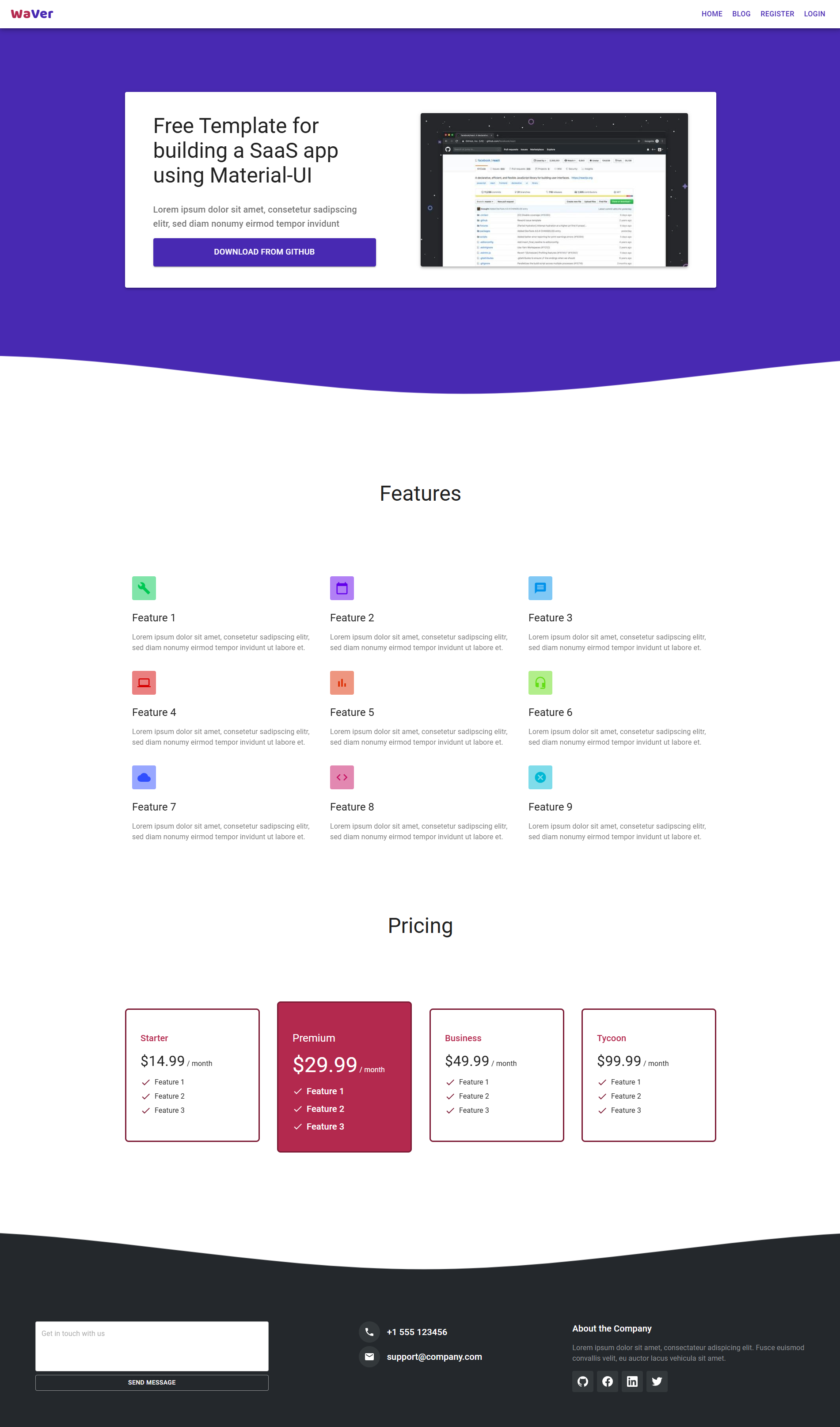 Image for React SaaS Template(dashboard react template) on template0.com