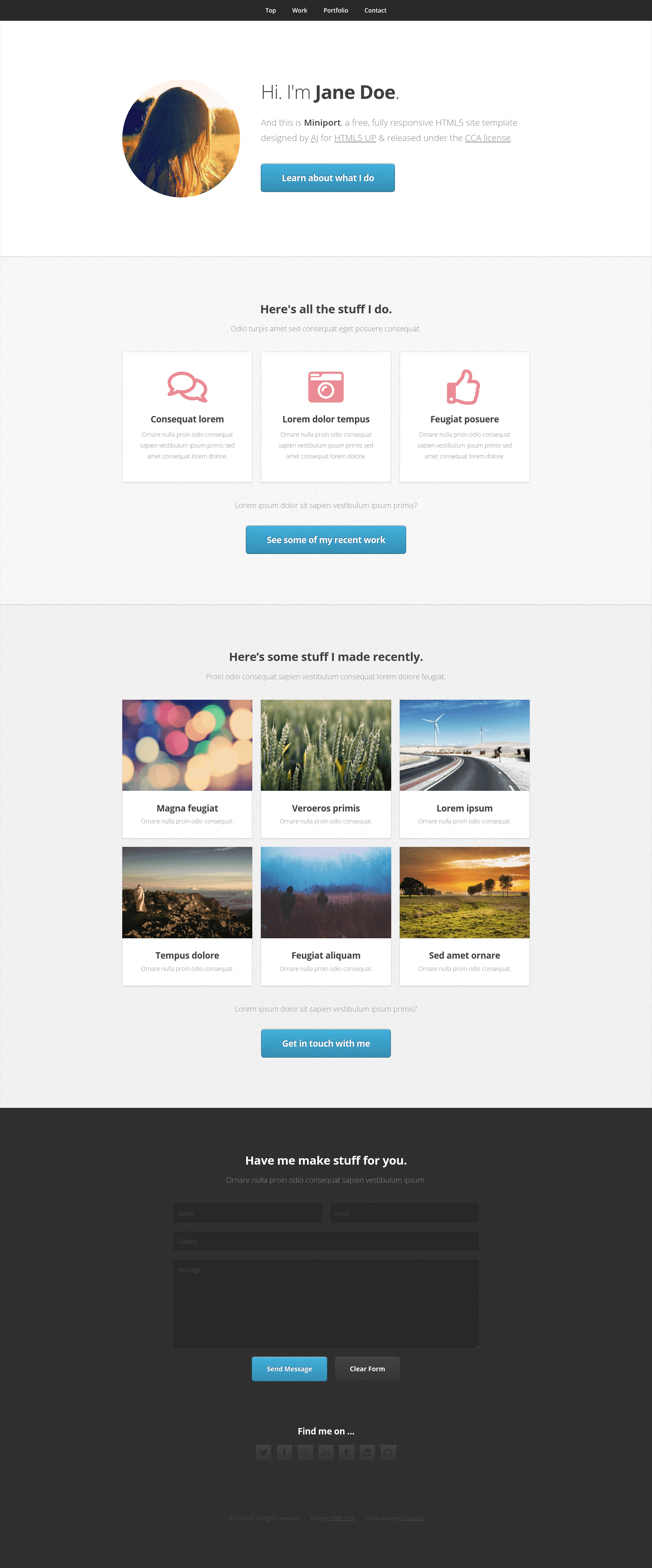 screenshot of Miniport on template0.com