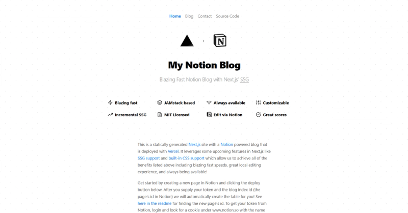 Image for Notion Blog(blog nextjs template) on template0.com