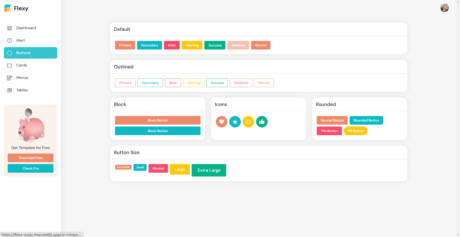 Image for Flexy VueJs free Admin Template(dashboard vue template) on template0.com