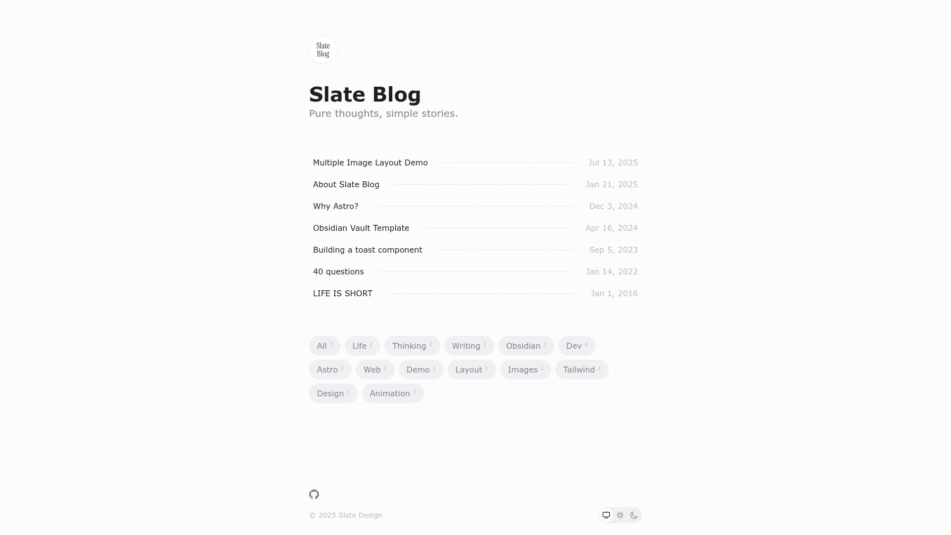 screenshot of Slate Blog on template0.com