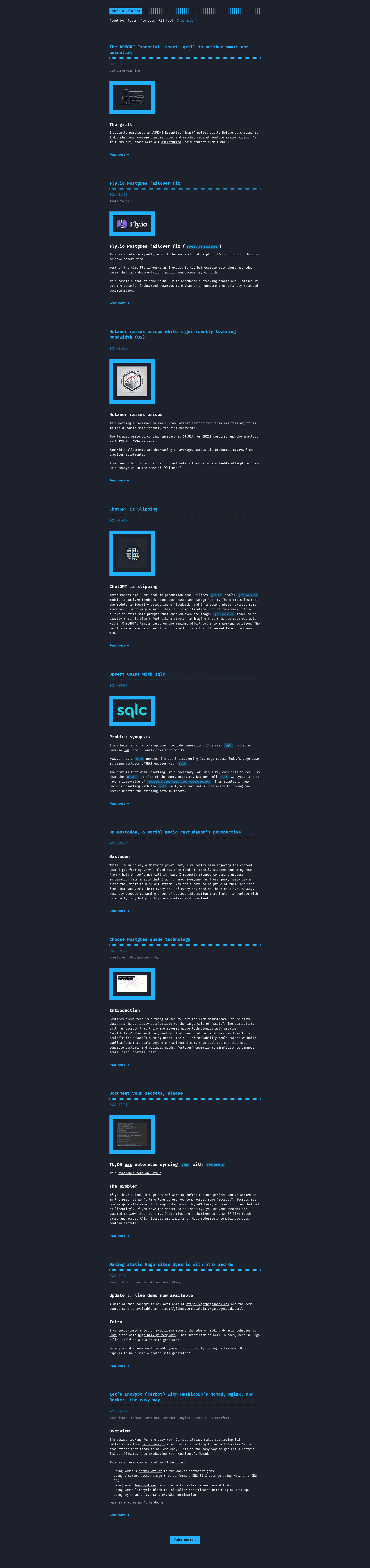 screenshot of Hugo Htmx Go Template on template0.com