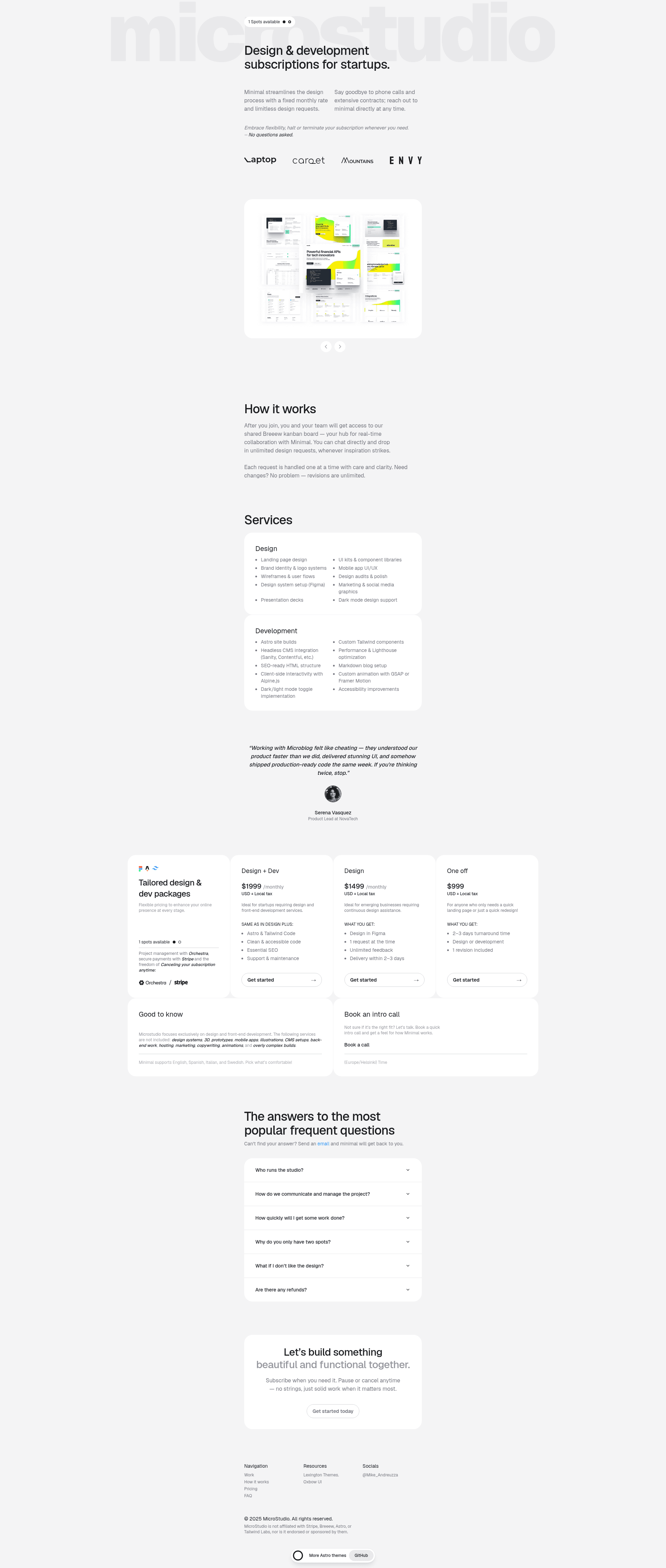 screenshot of Micro Studio on template0.com