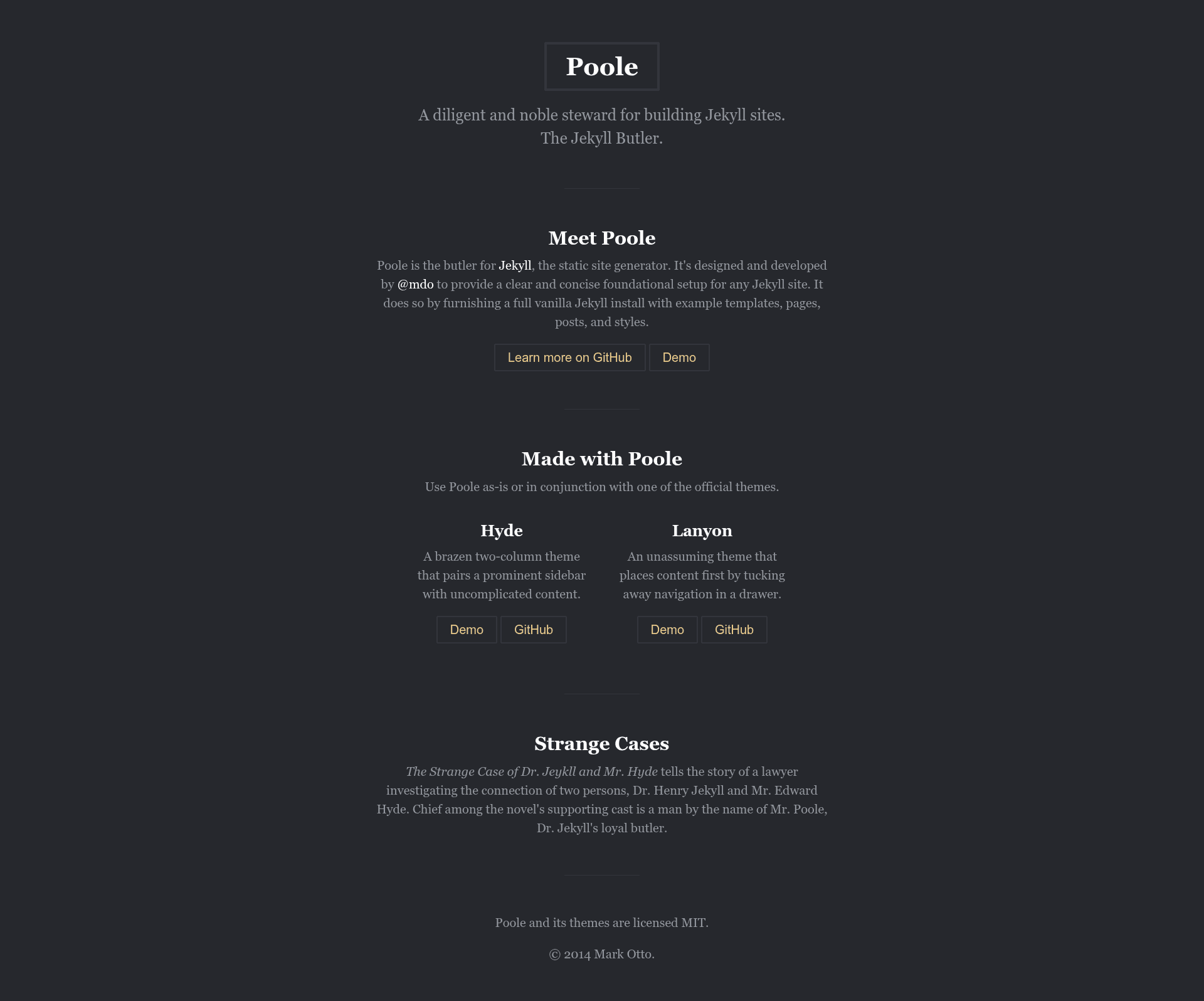 screenshot of Poole on template0.com