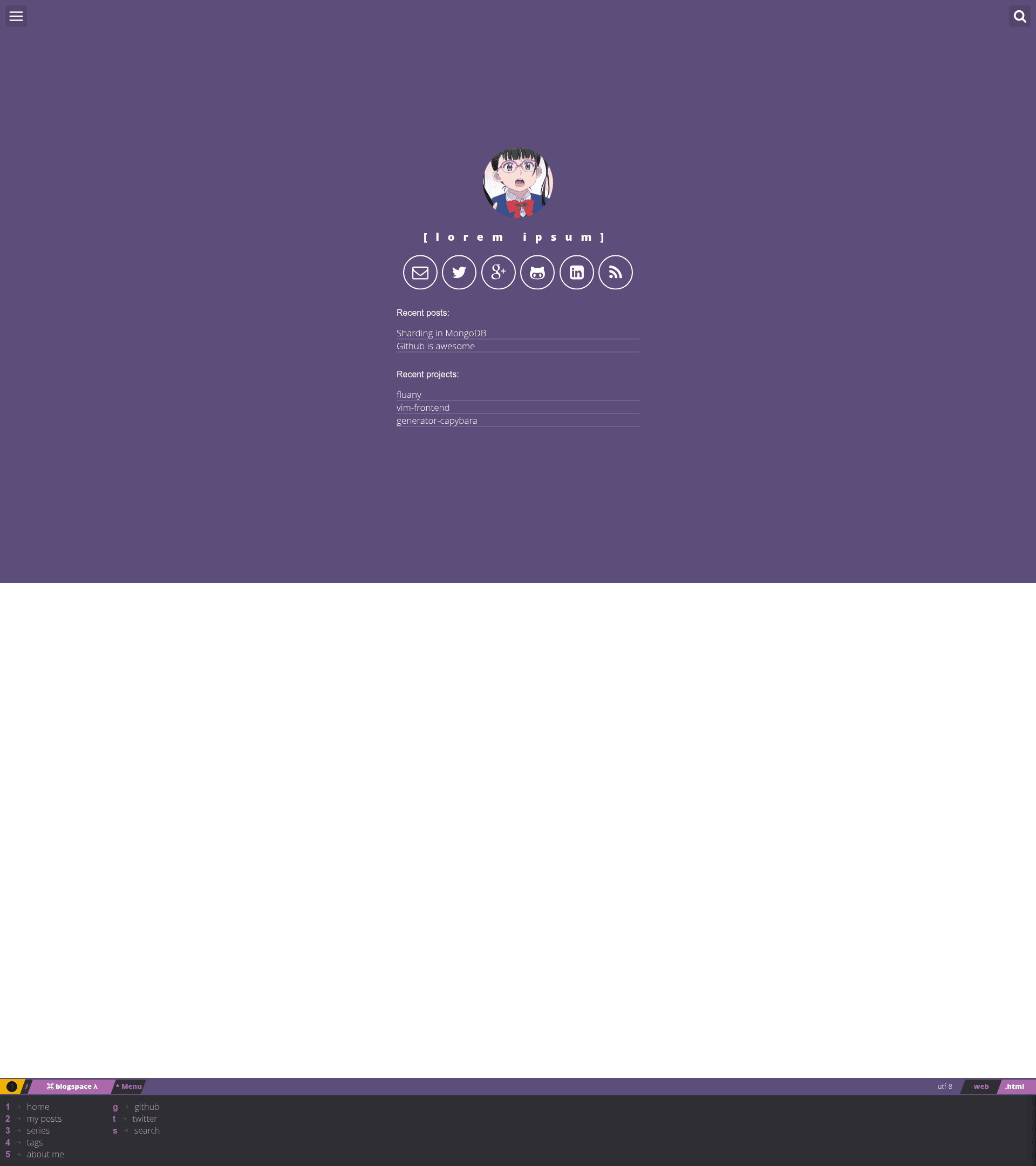 screenshot of Space Jekyll on template0.com