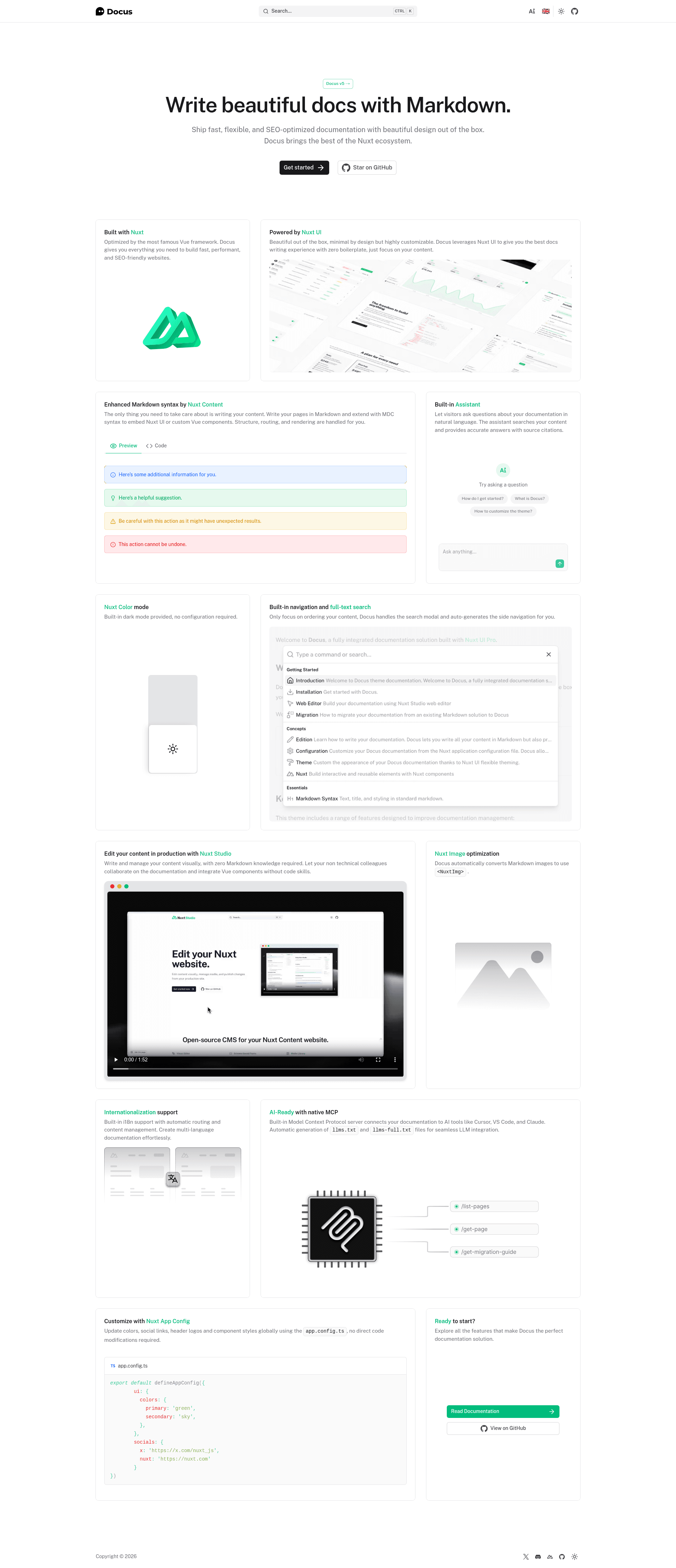 screenshot of Docus Default Starter on template0.com