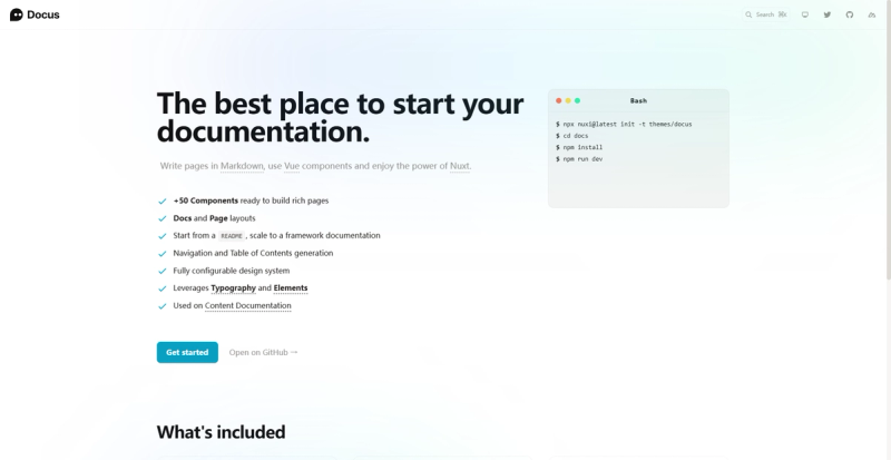 Image for Docus(documentation nuxt template) on template0.com