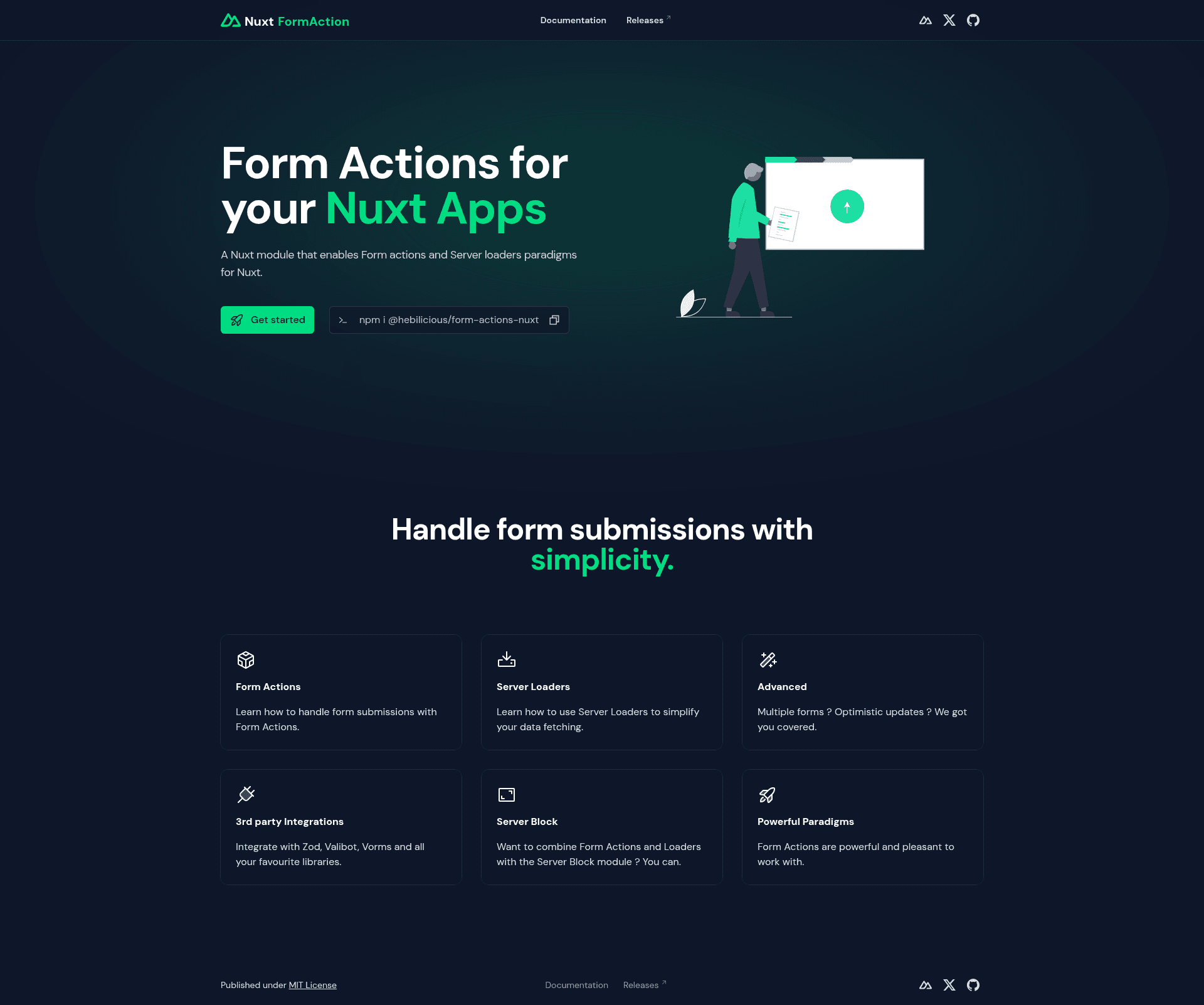 screenshot of Nuxt Form Actions on template0.com