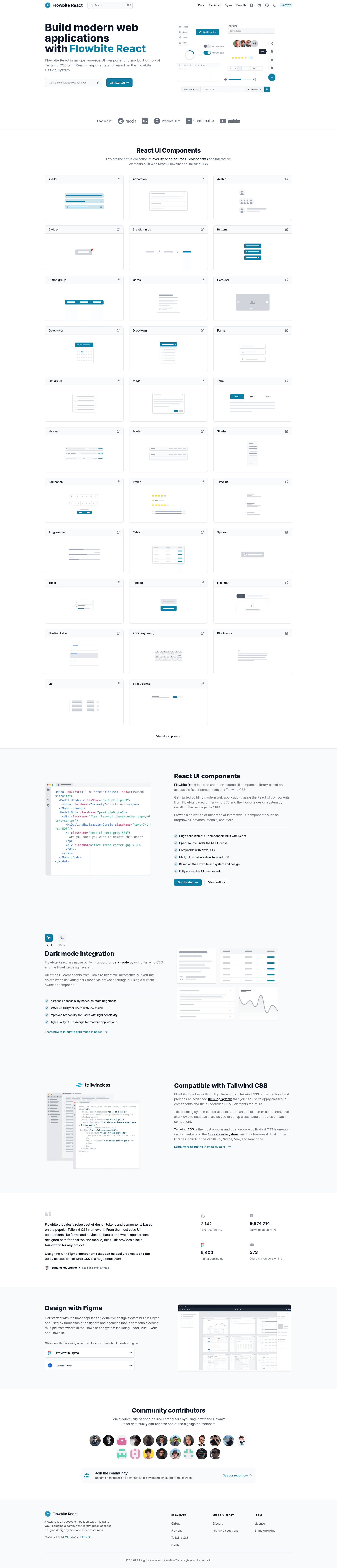 screenshot of Flowbite React on template0.com