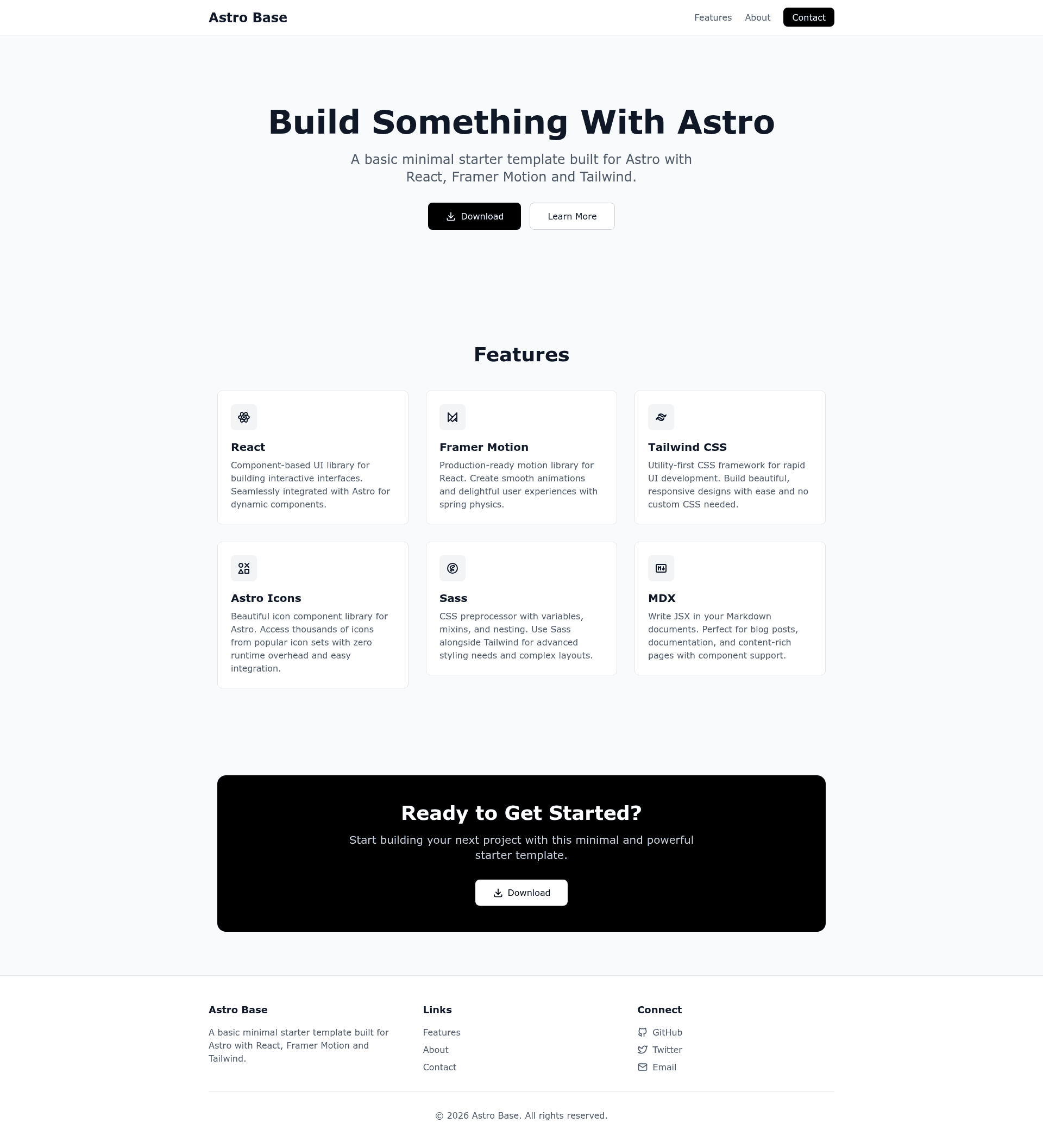 screenshot of Astro Base on template0.com