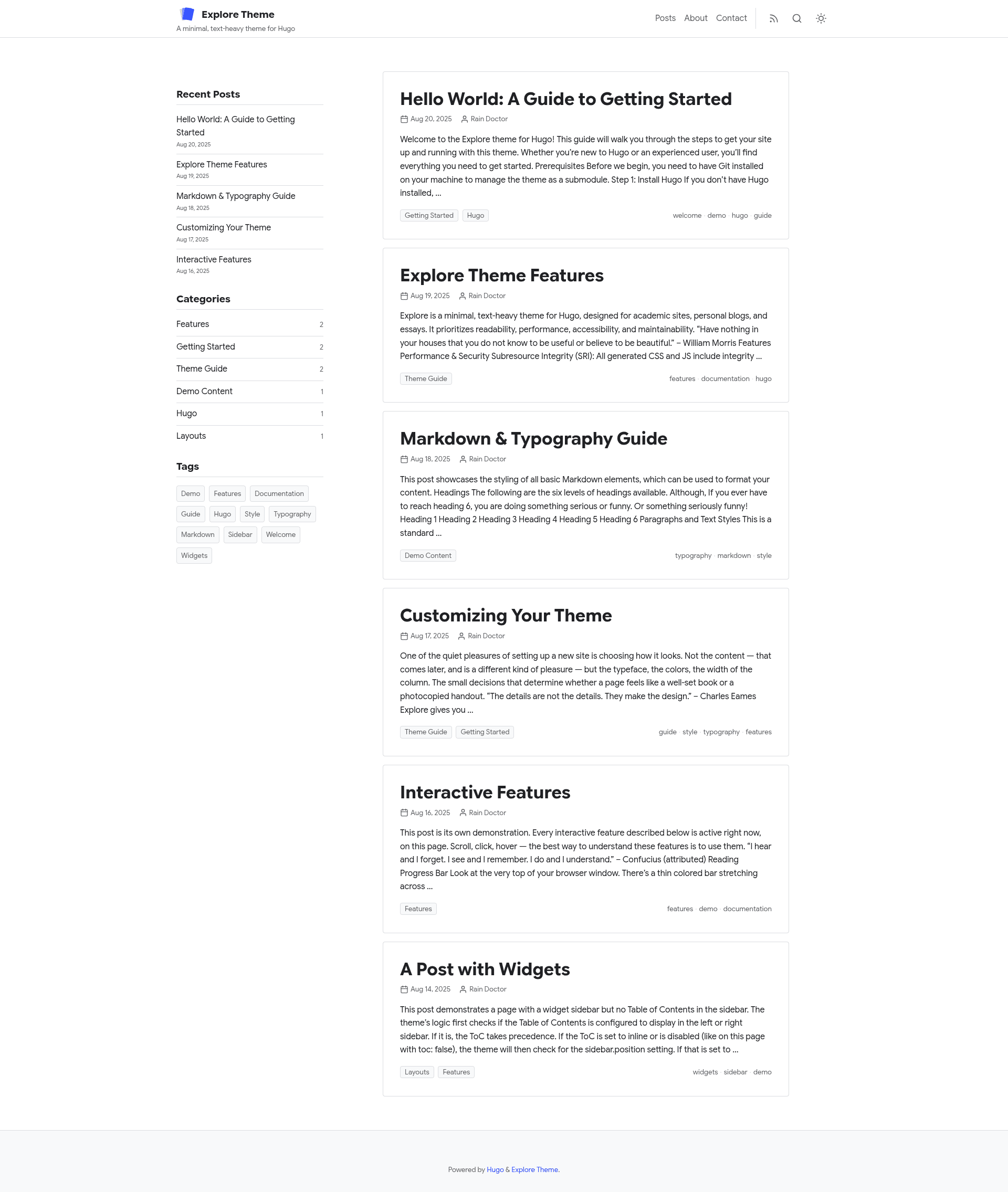screenshot of Explore on template0.com