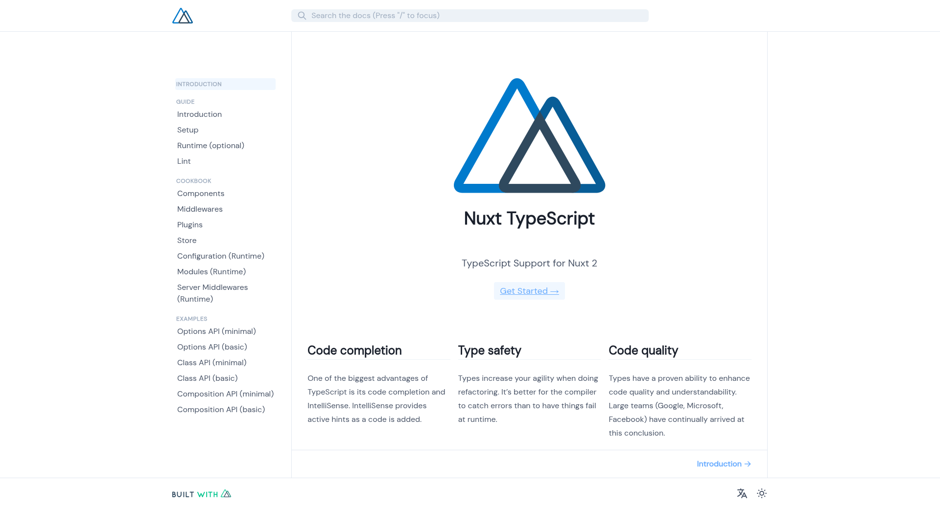 screenshot of Nuxt Typescript on template0.com