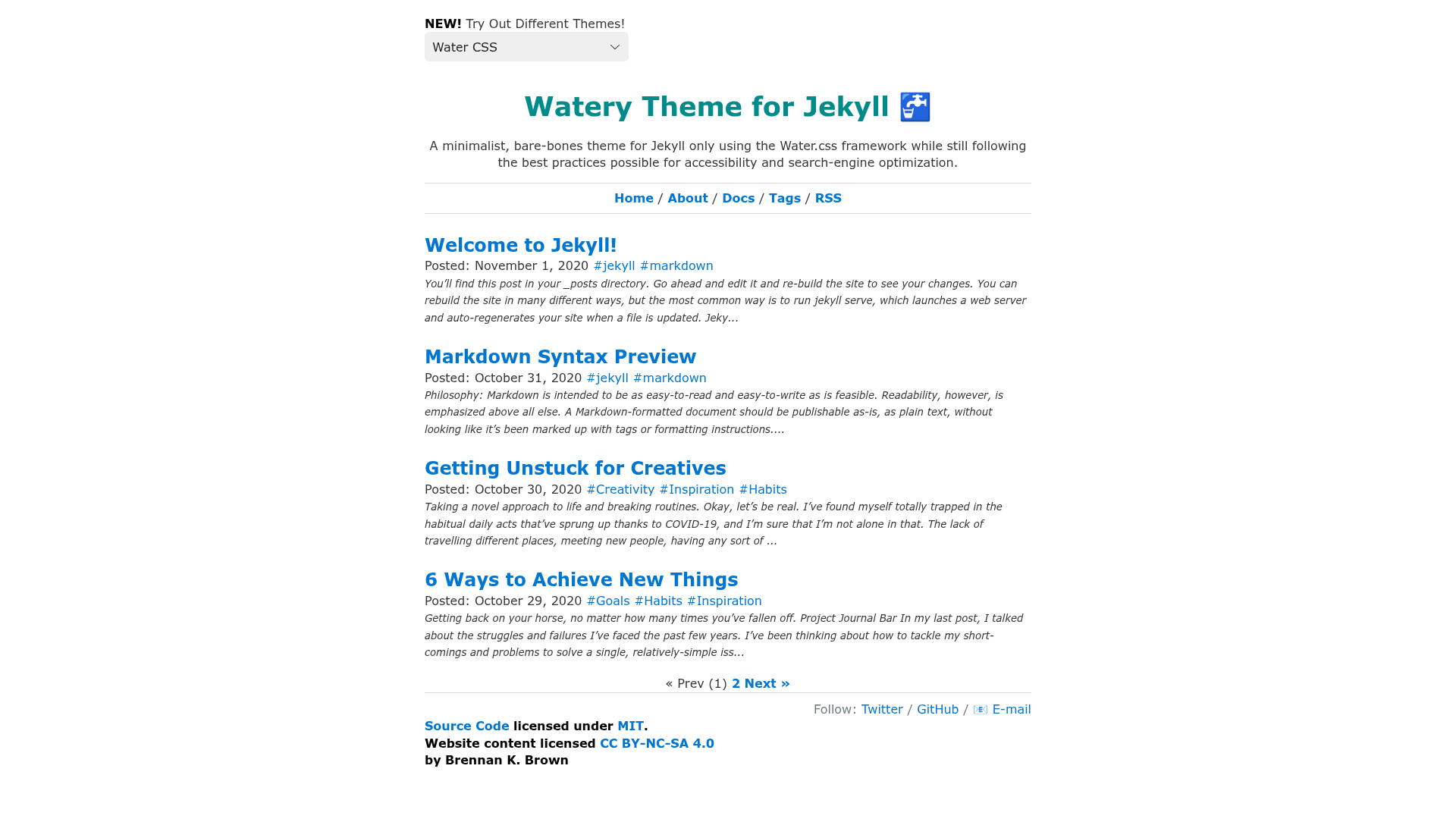 screenshot of Watery on template0.com