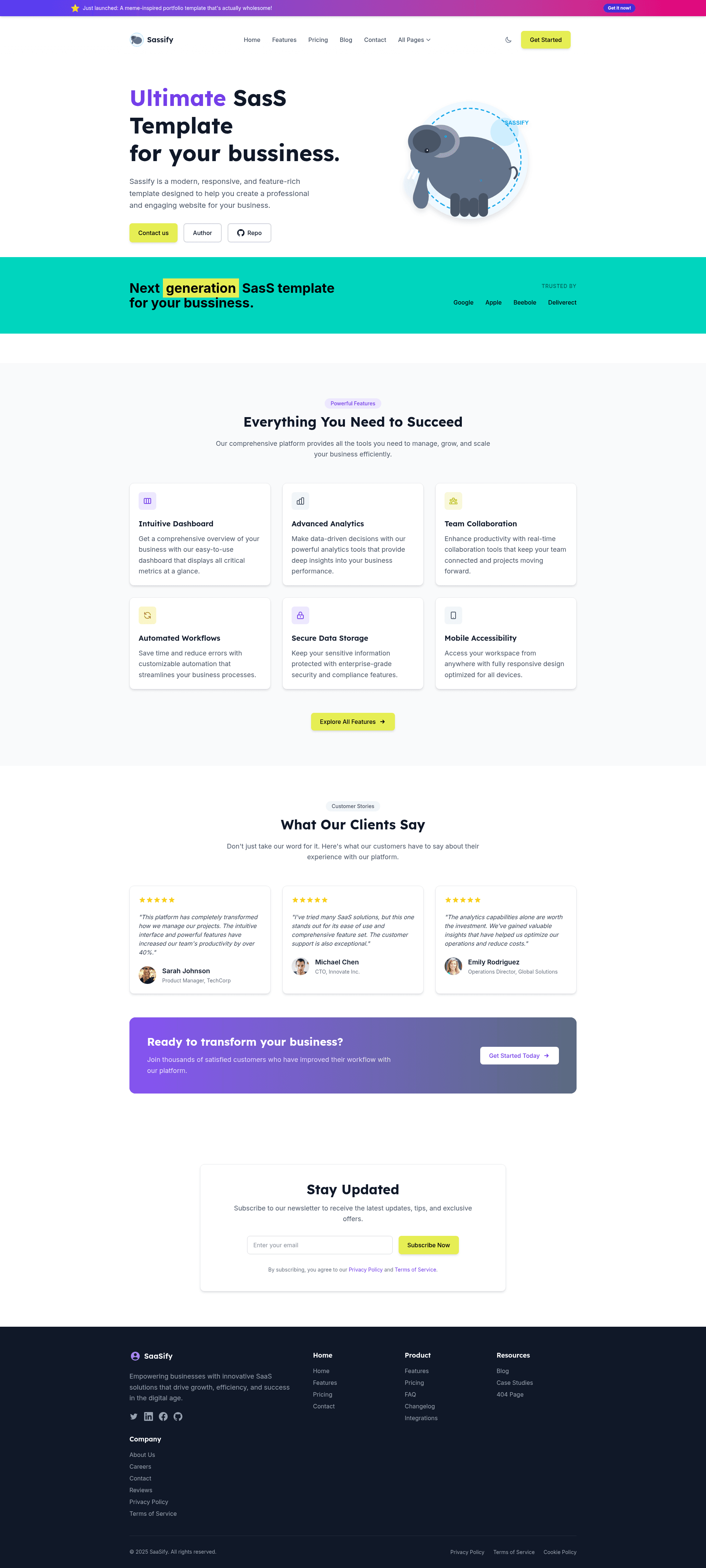 screenshot of Astro Sassify Template on template0.com