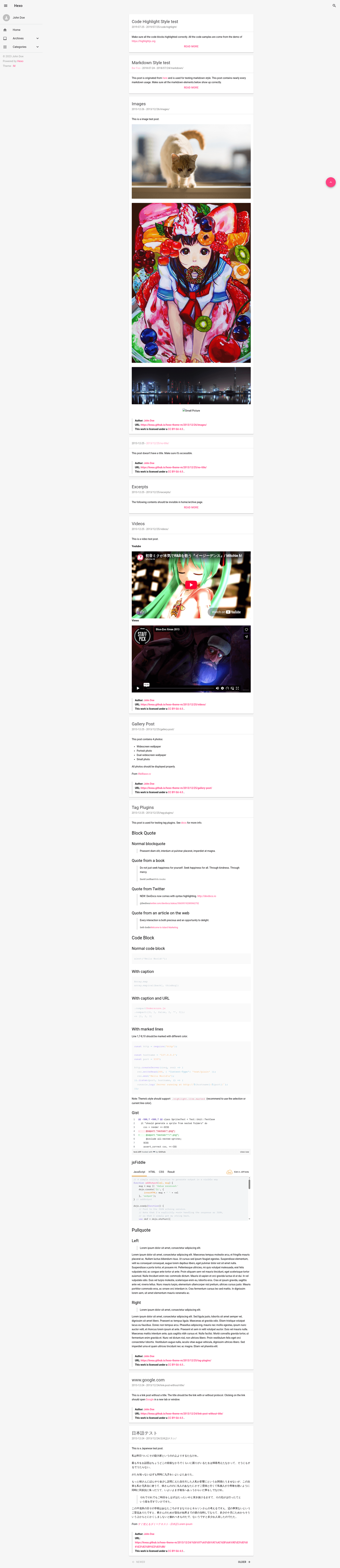 screenshot of Hexo Theme M on template0.com