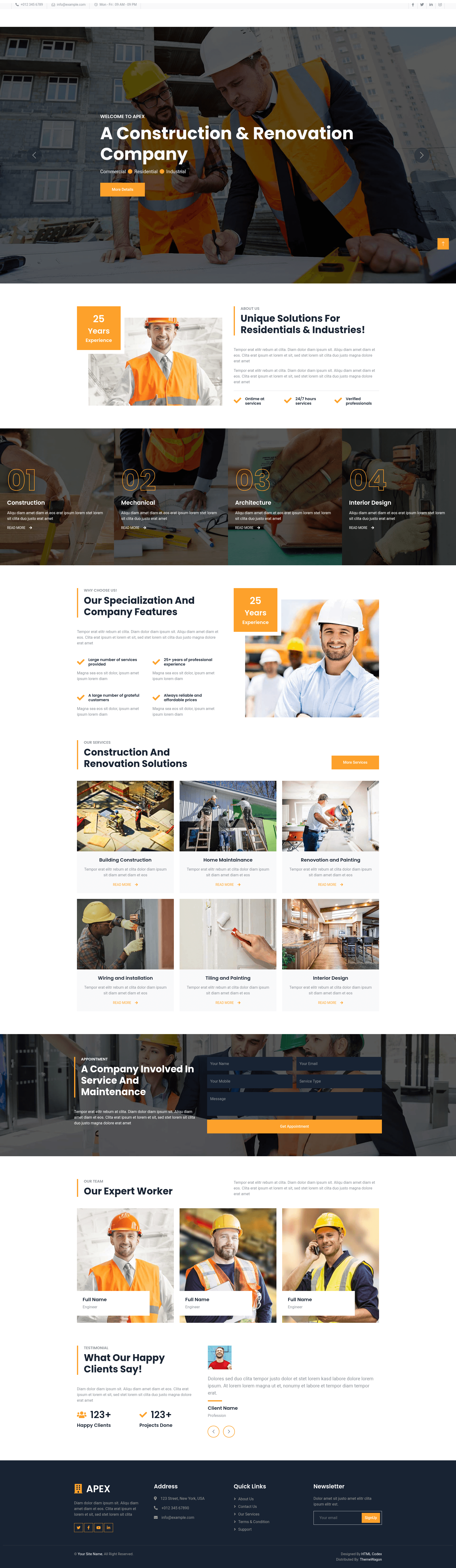 screenshot of Apex – Free Bootstrap 5 Home Renovation Website Template on template0.com