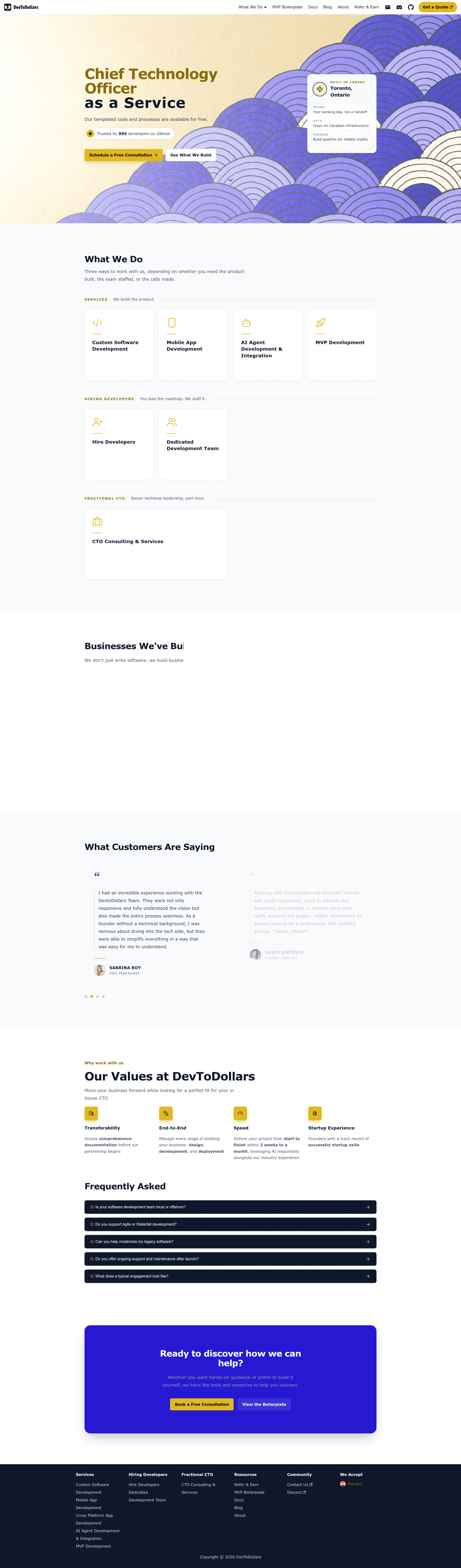 screenshot of Production MVP Boilerplate on template0.com