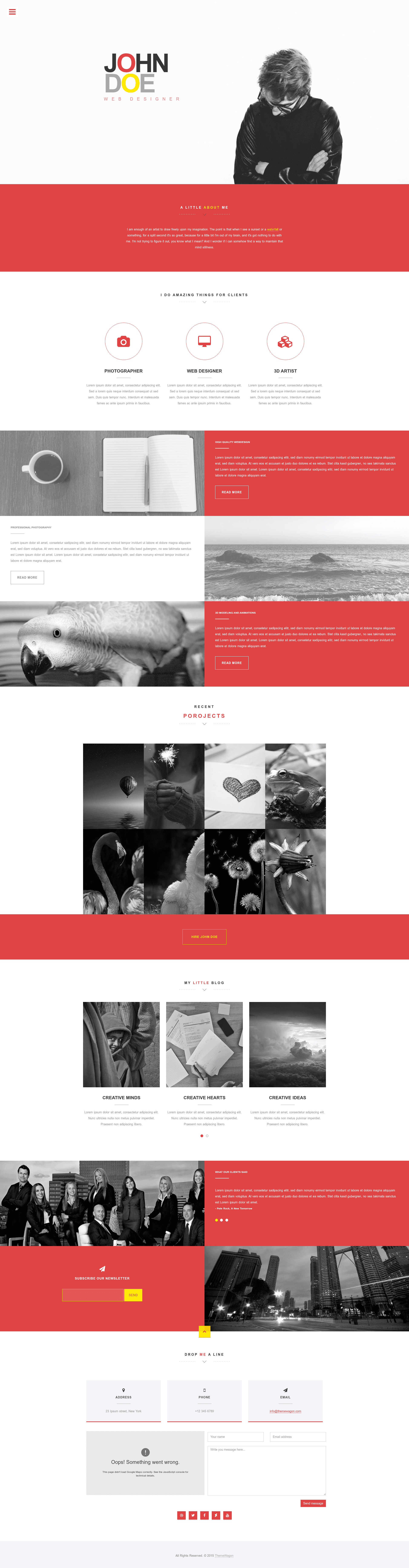 screenshot of JohnDoe – Free One Page Portfolio Website Bootstrap Template on template0.com