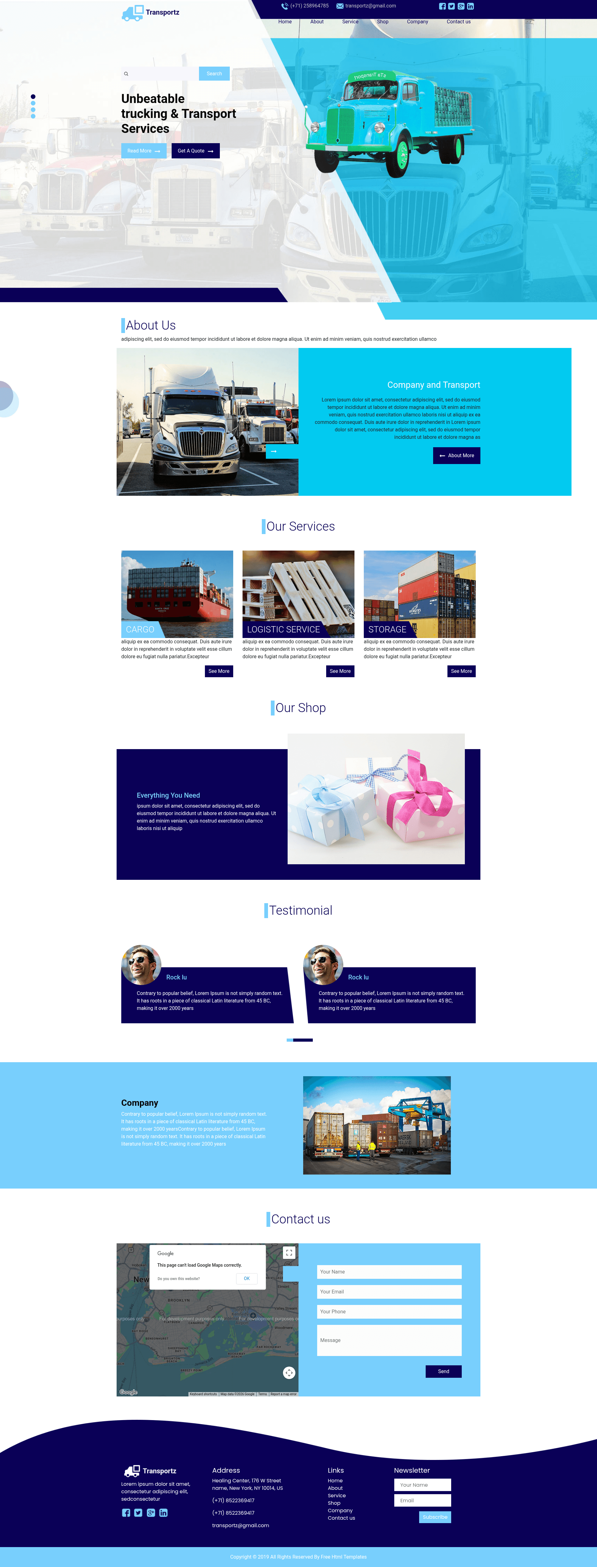 screenshot of Transportz on template0.com