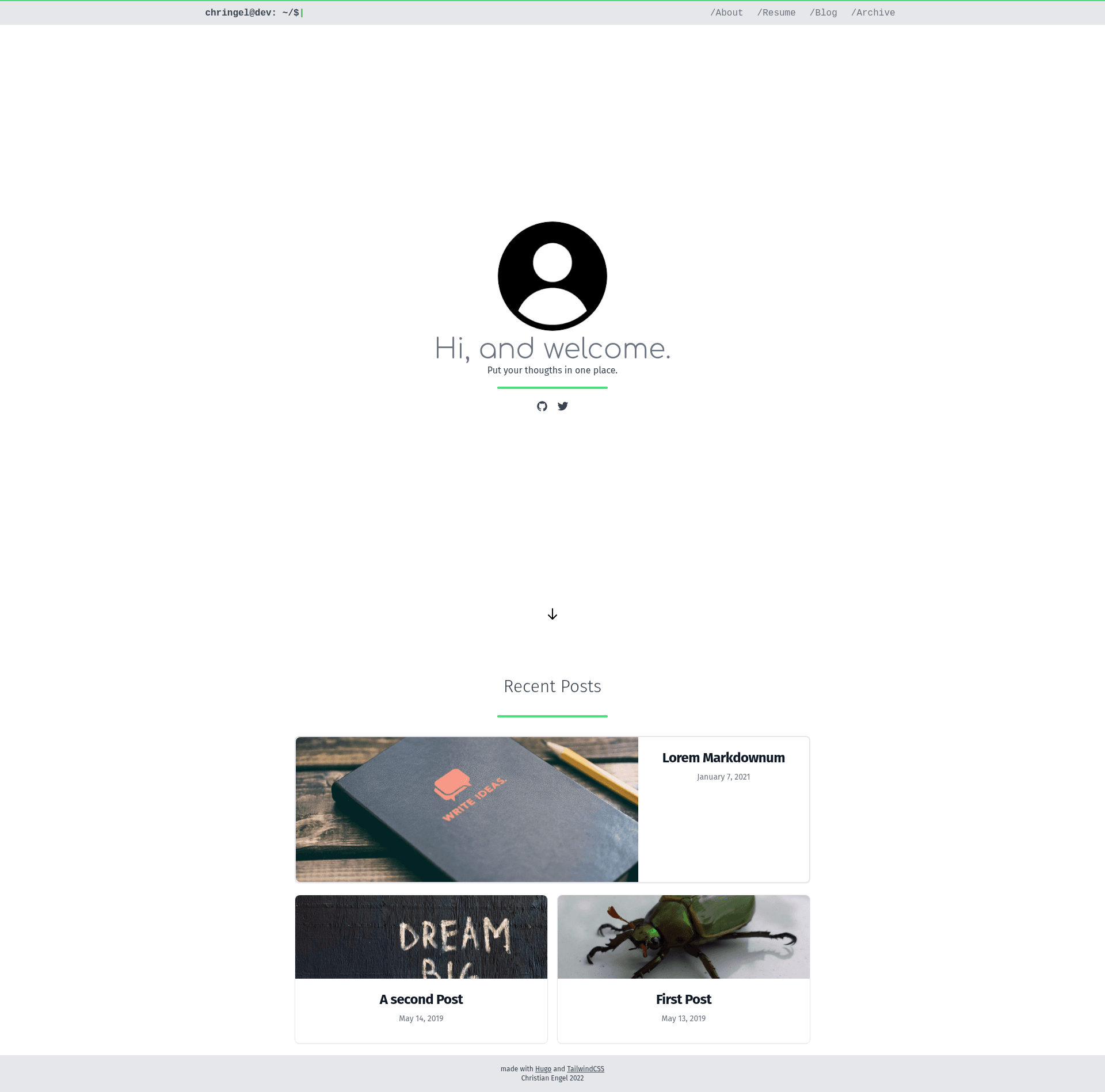 screenshot of chringel on template0.com