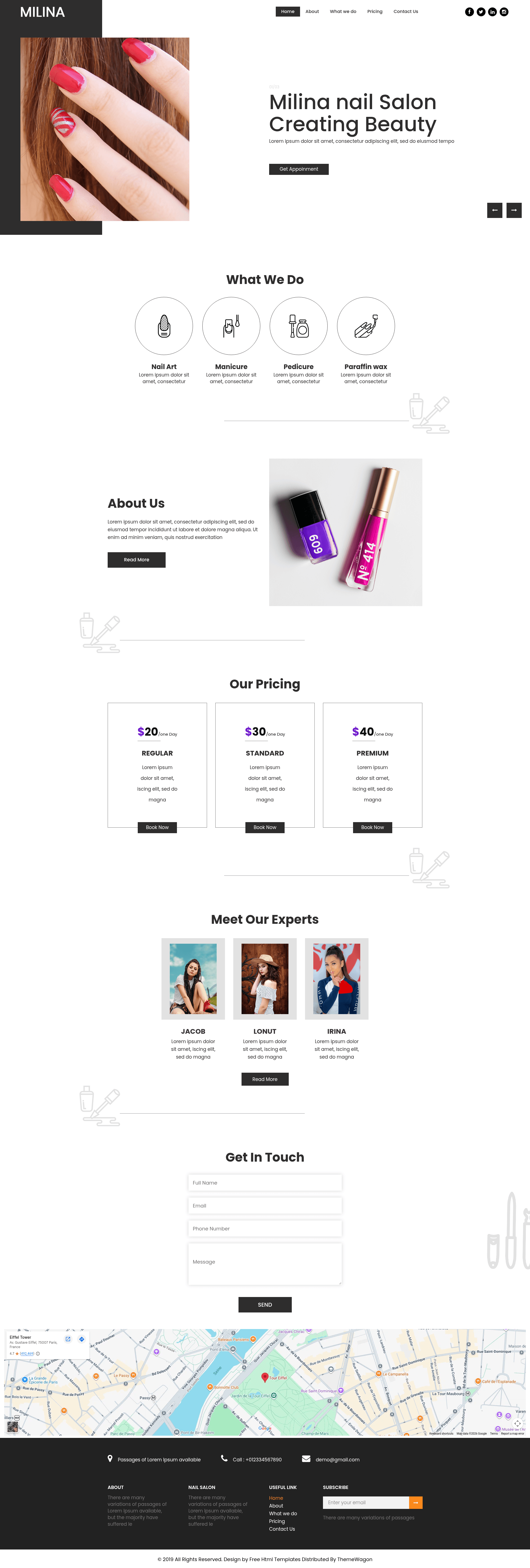 screenshot of Milina on template0.com