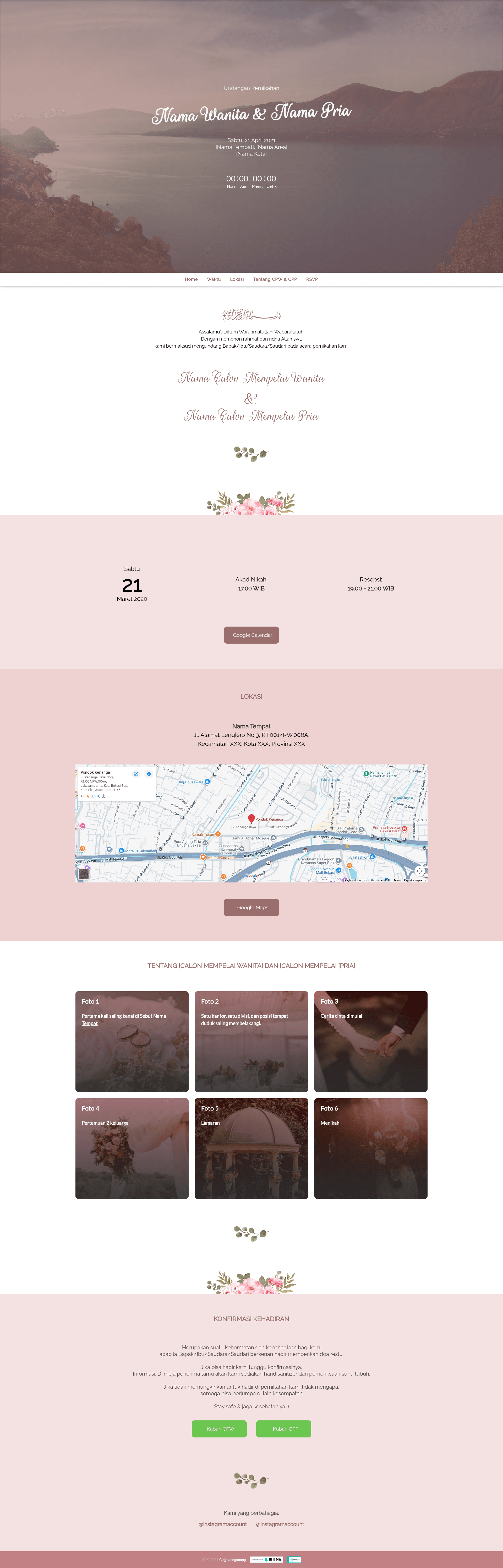 screenshot of Simple Wedding Invitation Landing Page on template0.com