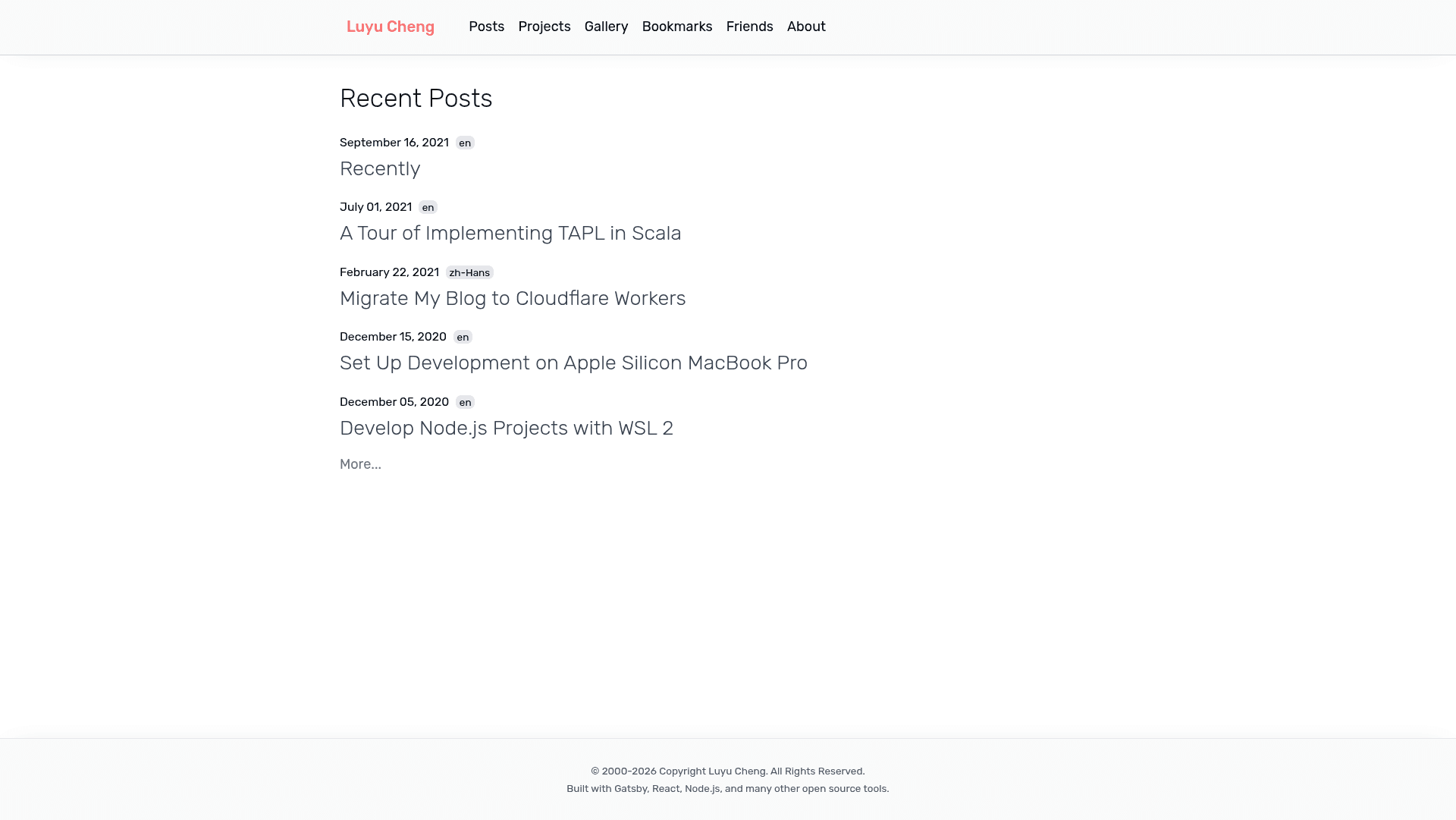 screenshot of Luyu's Blog on template0.com