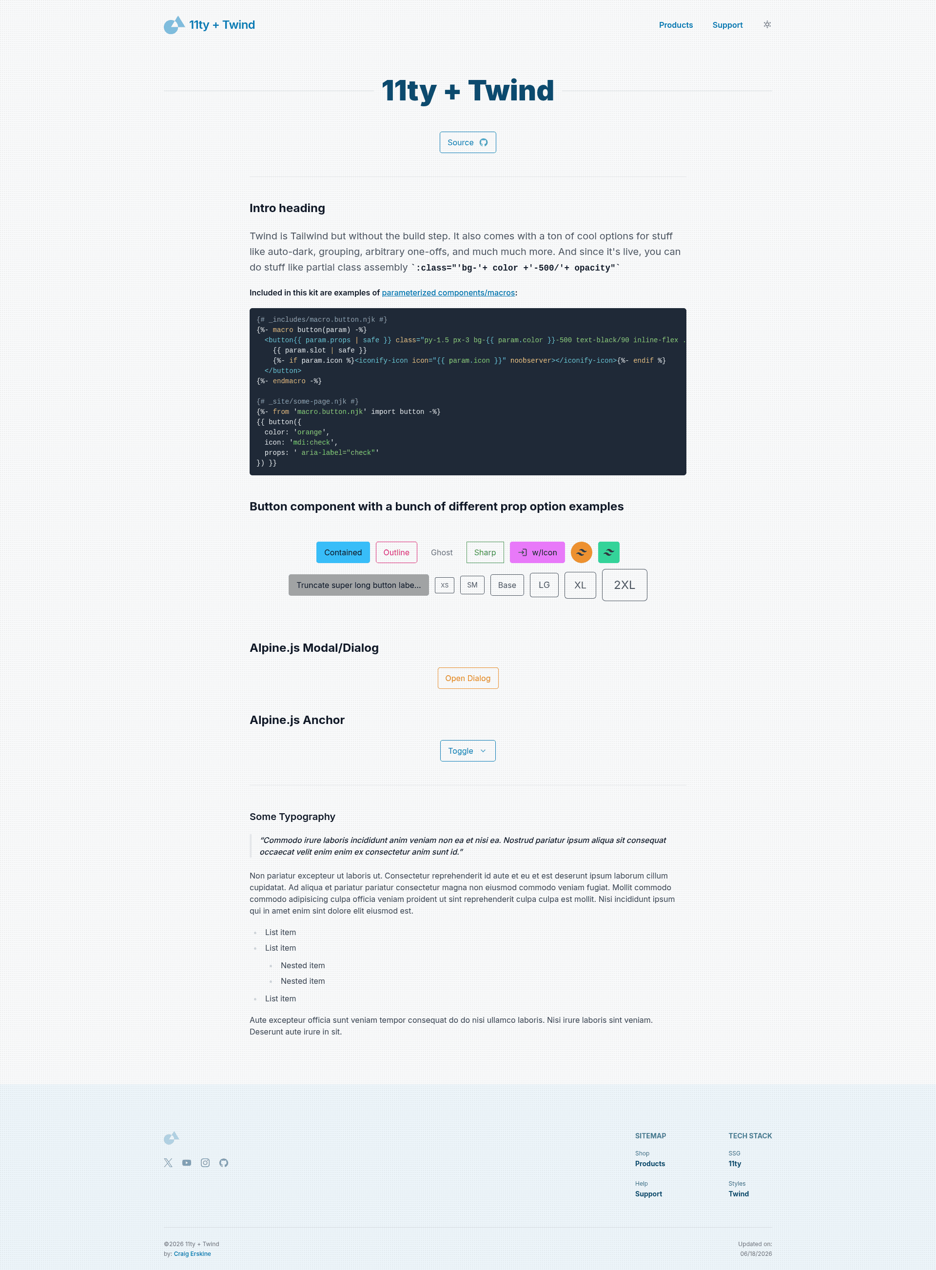 screenshot of 11ty-twind on template0.com