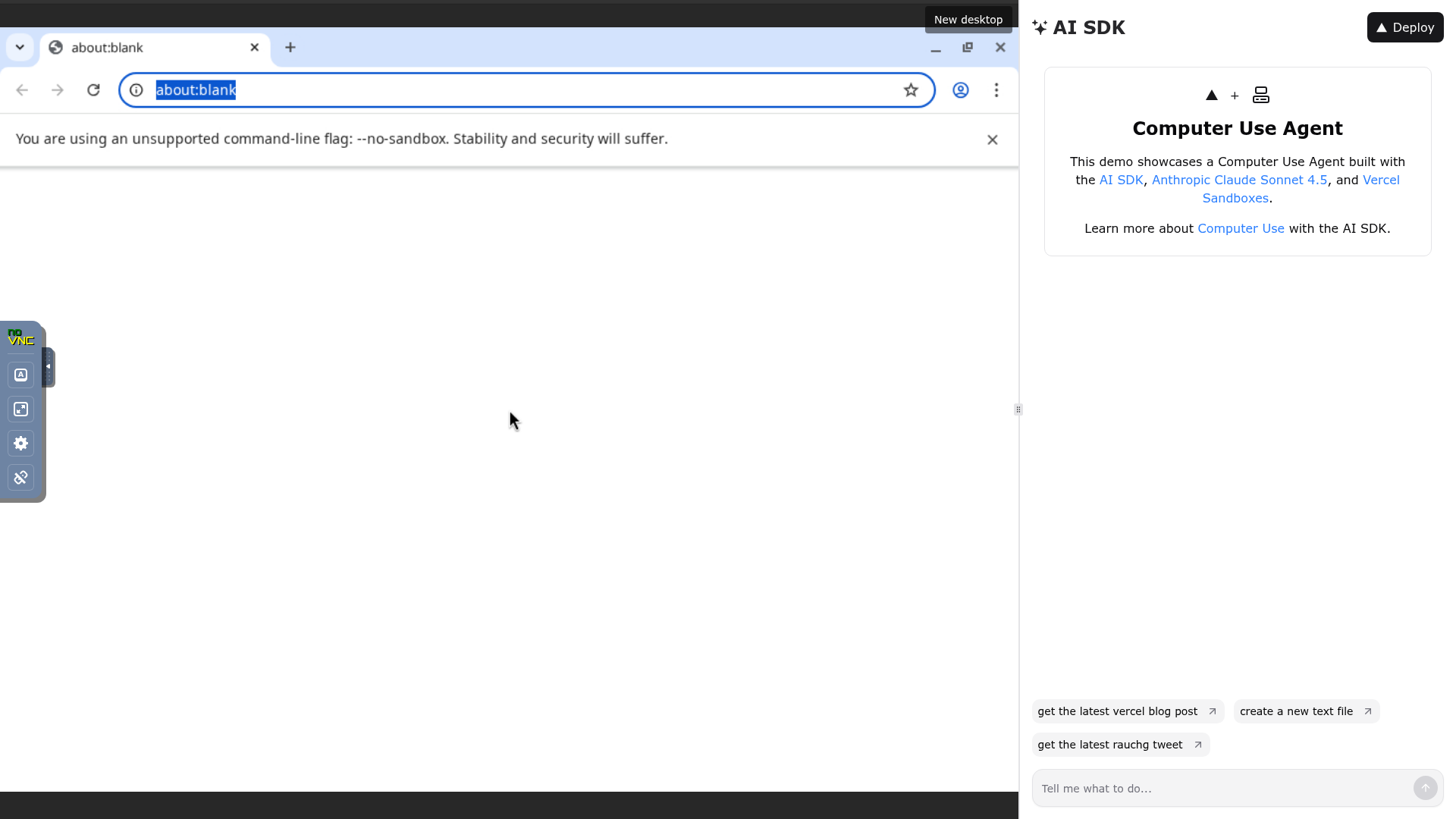 screenshot of AI SDK Computer Use Demo on template0.com