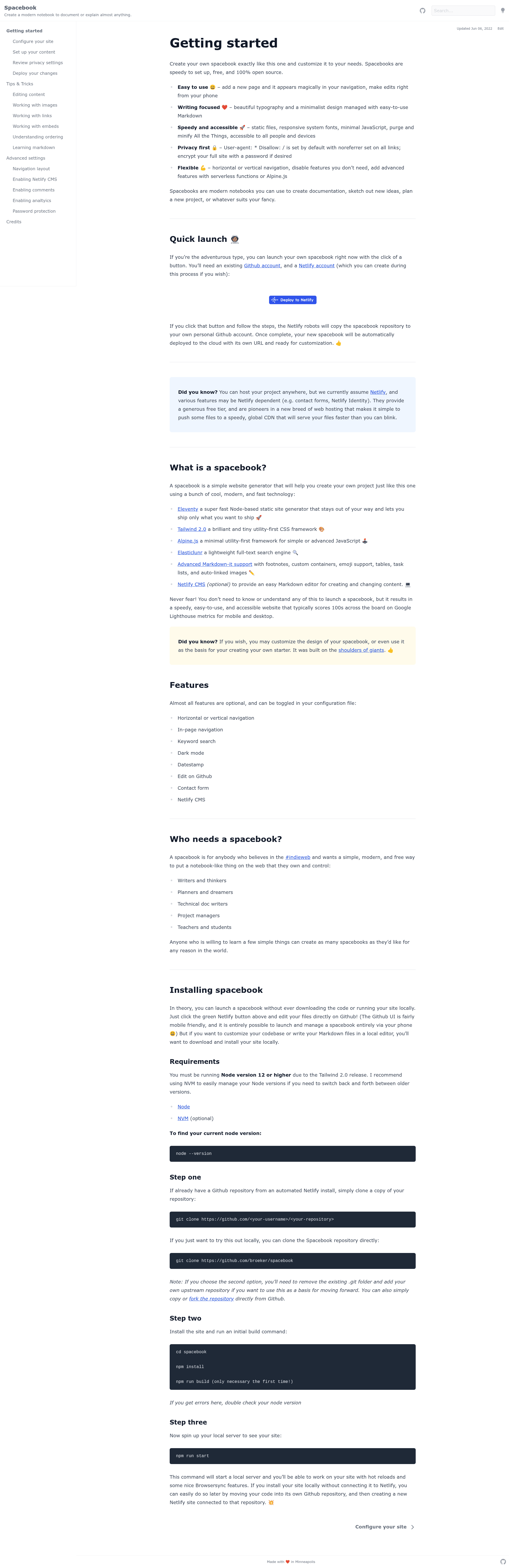 screenshot of Spacebook on template0.com